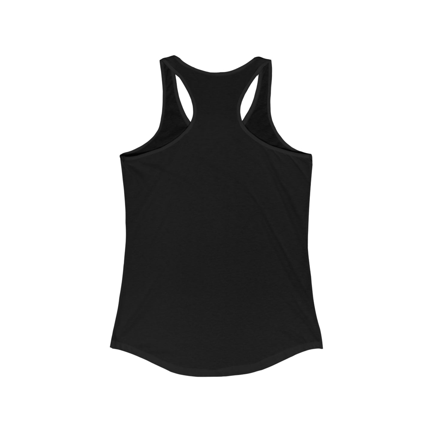 womens racerback tank top black, back view