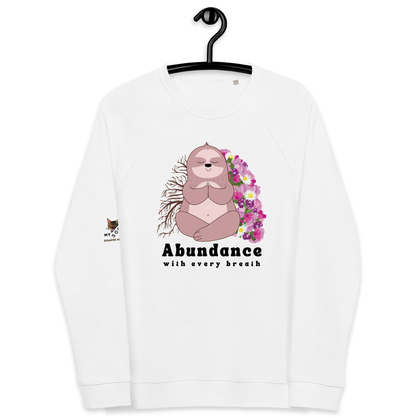 Abundance Unisex Plush Organic Sweatshirt - My Social Cat Bonafide Boutique LLCAbundance Unisex Plush Organic SweatshirtSweatshirtMy Social Cat Bonafide Boutique LLCWhiteXSabundancemens