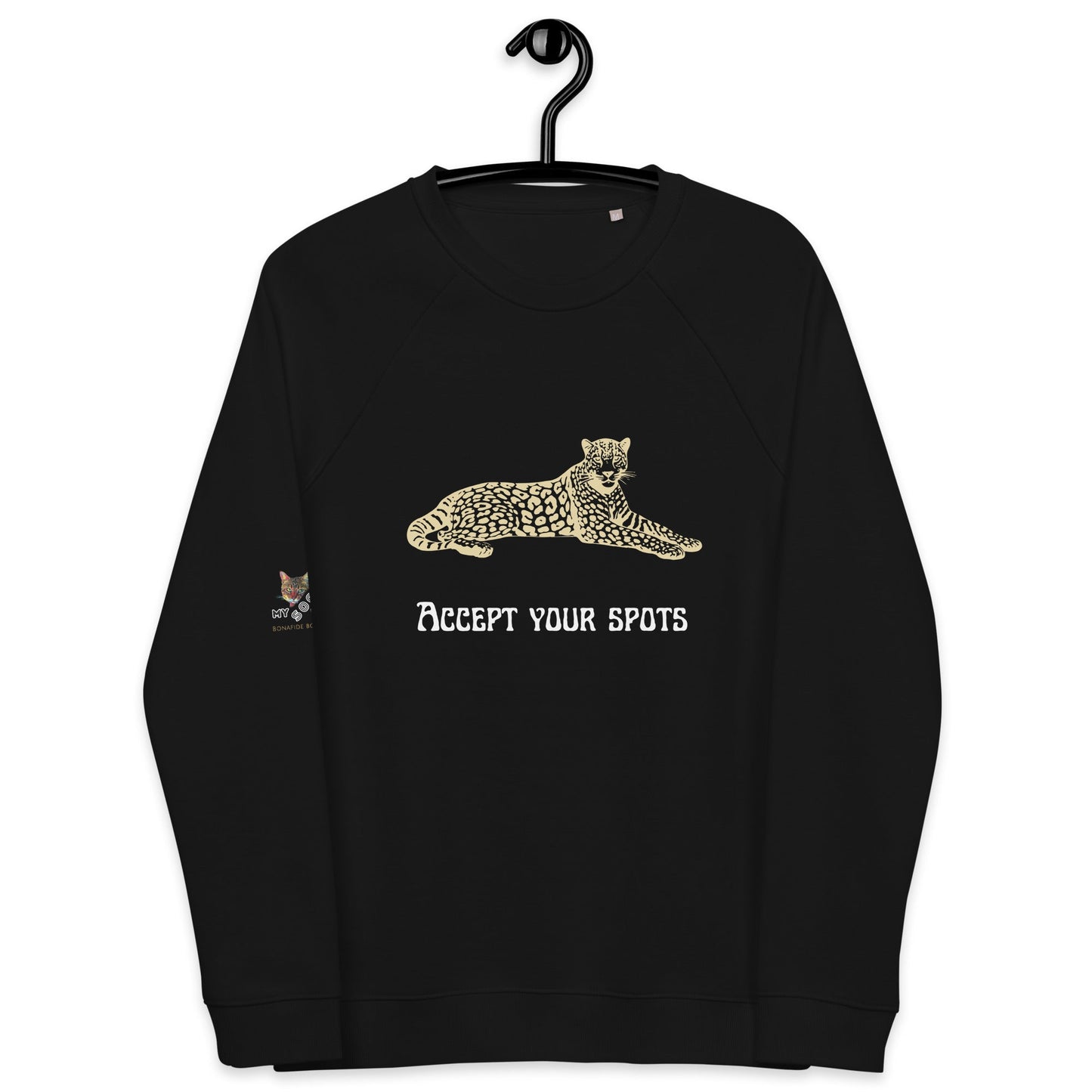Accept Your Spots Plush Organic Sweatshirt - My Social Cat Bonafide Boutique LLCAccept Your Spots Plush Organic SweatshirtSweatshirtMy Social Cat Bonafide Boutique LLCBlackXSacceptspots