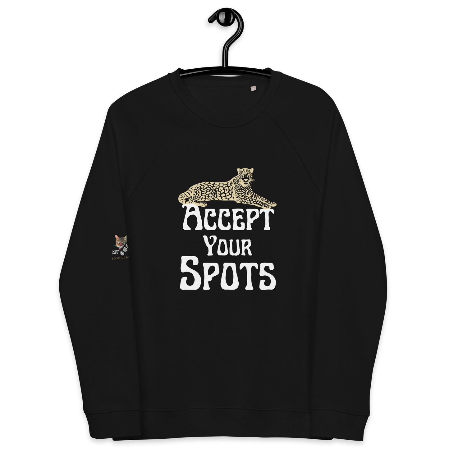 Accept Your Spots Plush Organic sweatshirt - My Social Cat Bonafide Boutique LLCAccept Your Spots Plush Organic sweatshirtSweatshirtMy Social Cat Bonafide Boutique LLCBlackXSacceptspots