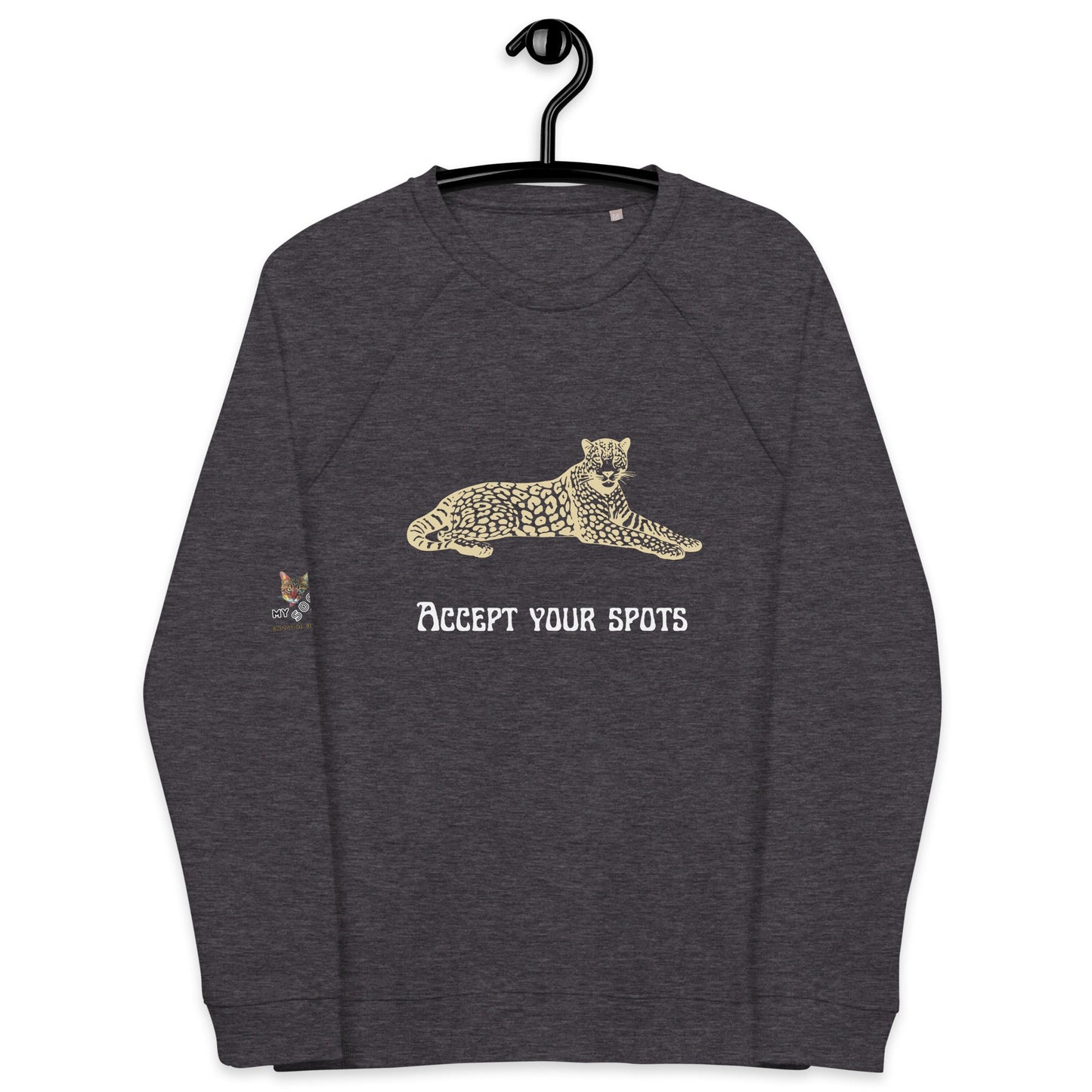 Accept Your Spots Plush Organic Sweatshirt - My Social Cat Bonafide Boutique LLCAccept Your Spots Plush Organic SweatshirtSweatshirtMy Social Cat Bonafide Boutique LLCCharcoal MelangeXSacceptspots