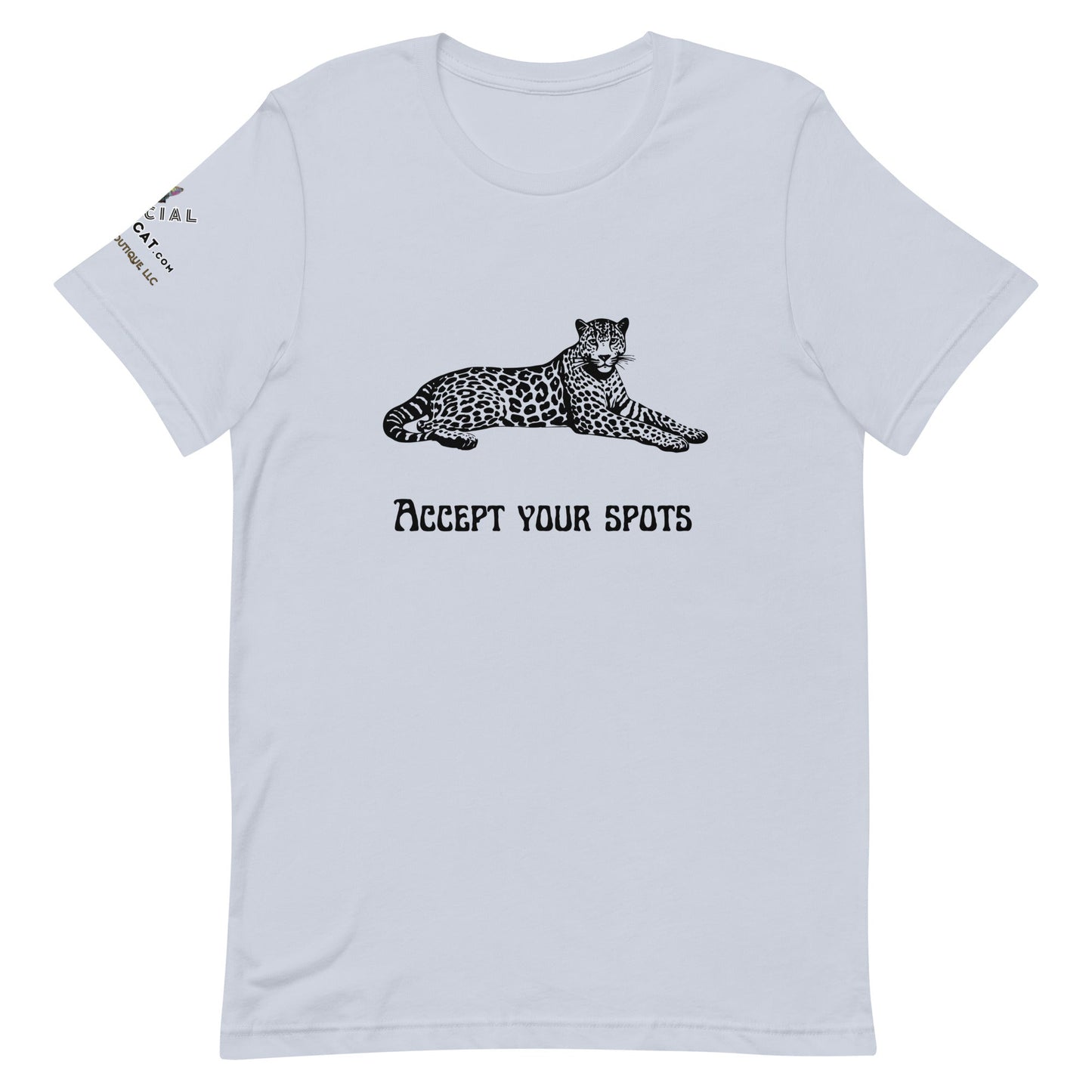 Accept Your Spots Unisex Tee - My Social Cat Bonafide Boutique LLCAccept Your Spots Unisex TeeT - shirtMy Social Cat Bonafide Boutique LLCLight BlueXSacceptshirt