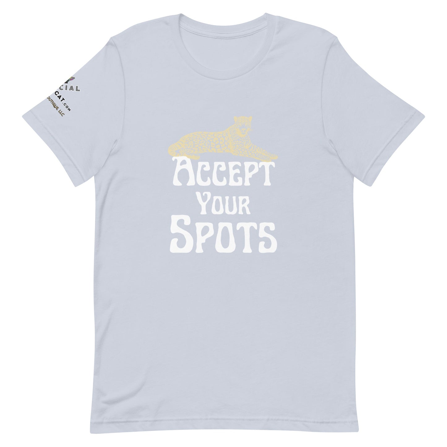 Accept Your Spots Unisex Tee - My Social Cat Bonafide Boutique LLCAccept Your Spots Unisex TeeT - shirtMy Social Cat Bonafide Boutique LLCLight BlueXSacceptshirt