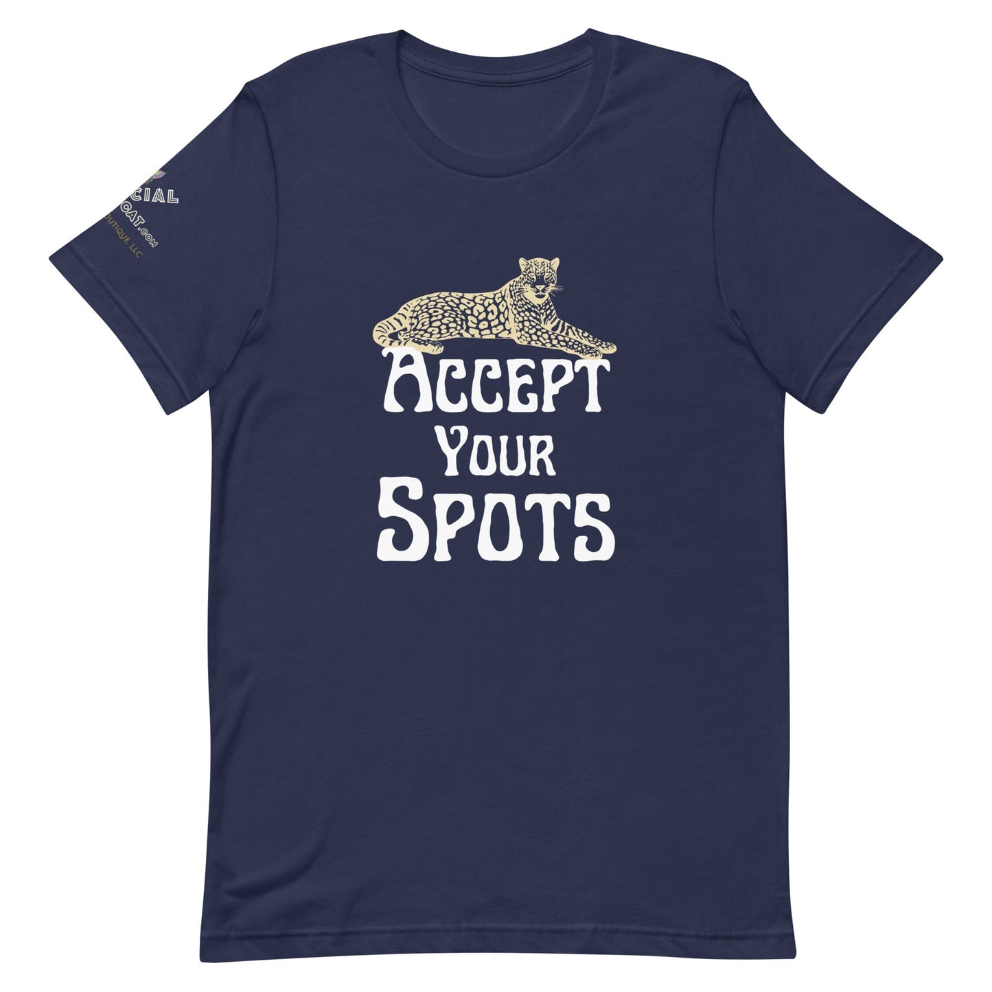 Accept Your Spots Unisex Tee - My Social Cat Bonafide Boutique LLCAccept Your Spots Unisex TeeT - shirtMy Social Cat Bonafide Boutique LLCNavyXSacceptshirt
