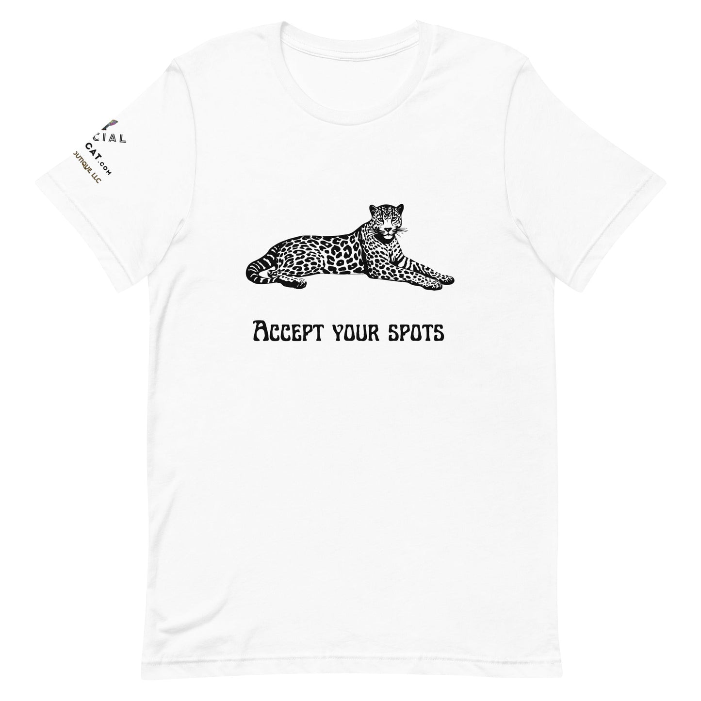 Accept Your Spots Unisex Tee - My Social Cat Bonafide Boutique LLCAccept Your Spots Unisex TeeT - shirtMy Social Cat Bonafide Boutique LLCWhiteXSacceptshirt