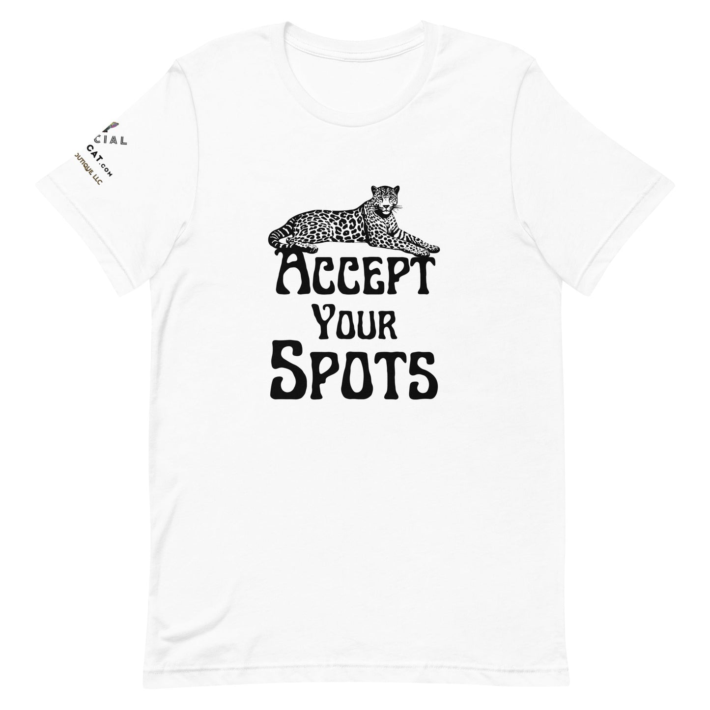Accept Your Spots Unisex Tee - My Social Cat Bonafide Boutique LLCAccept Your Spots Unisex TeeT - shirtMy Social Cat Bonafide Boutique LLCWhiteXSacceptshirt