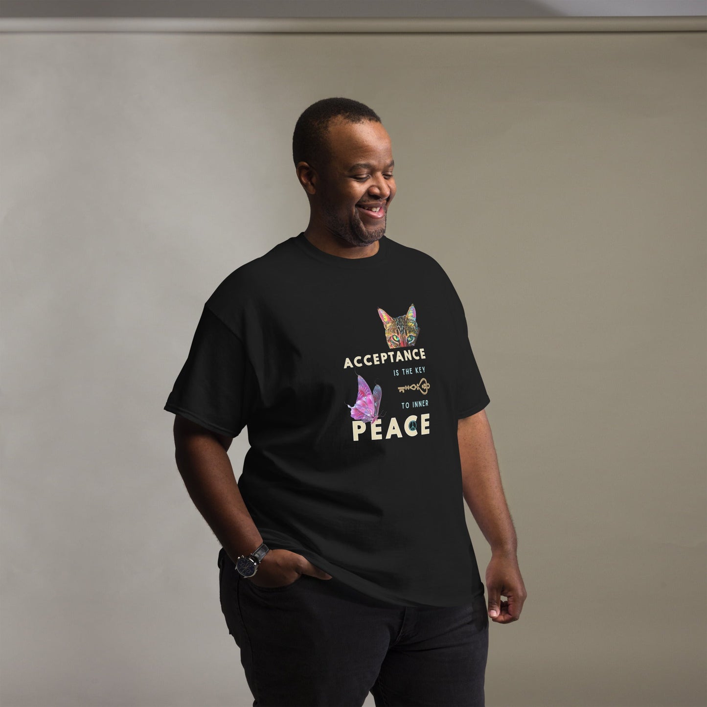 Acceptance is the Key to Inner Peace Unisex Classic Tee - My Social Cat Bonafide Boutique LLCAcceptance is the Key to Inner Peace Unisex Classic TeeT-shirtMy Social Cat Bonafide Boutique LLCBlackMacceptancekey