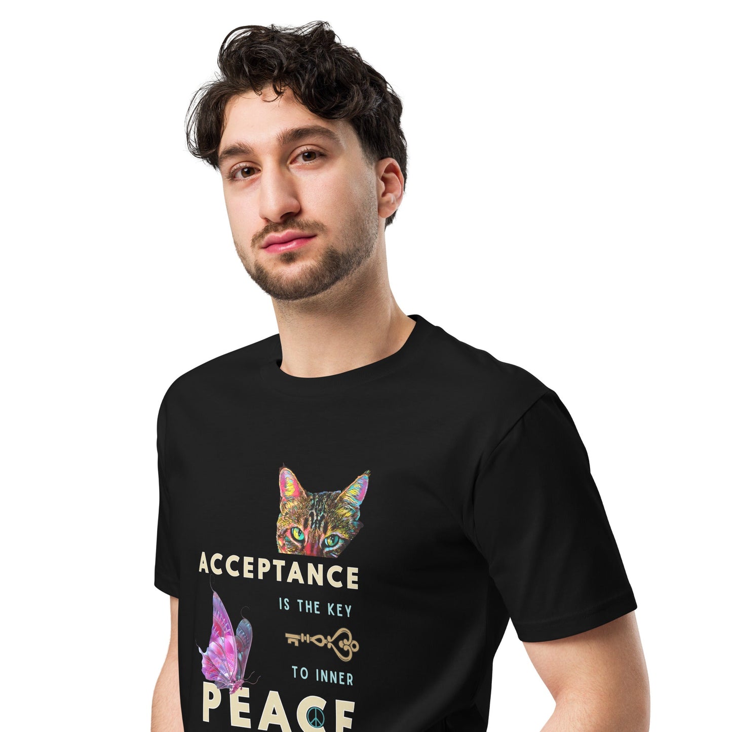 Acceptance is the Key to Inner Peace Unisex Premium Tee - My Social Cat Bonafide Boutique LLCAcceptance is the Key to Inner Peace Unisex Premium TeeT-shirtMy Social Cat Bonafide Boutique LLCBlackMacceptancekey