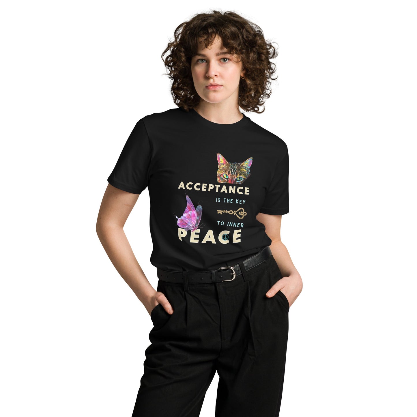 Acceptance is the Key to Inner Peace Unisex Premium Tee - My Social Cat Bonafide Boutique LLCAcceptance is the Key to Inner Peace Unisex Premium TeeT-shirtMy Social Cat Bonafide Boutique LLCBlackMacceptancekey