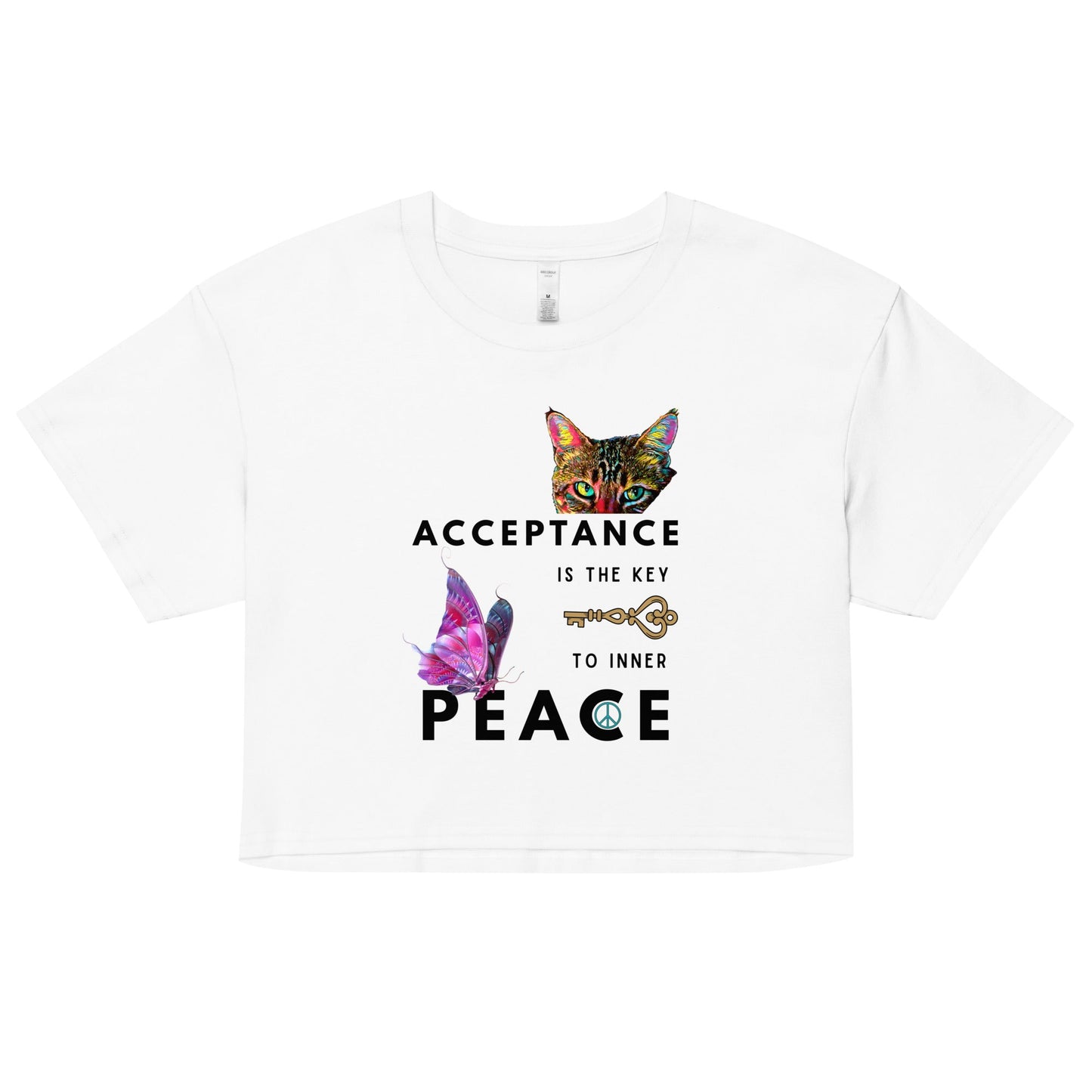 Acceptance is the Key to Inner Peace Women’s Crop Top - My Social Cat Bonafide Boutique LLCAcceptance is the Key to Inner Peace Women’s Crop TopT-shirtMy Social Cat Bonafide Boutique LLCWhiteXSacceptancecrop