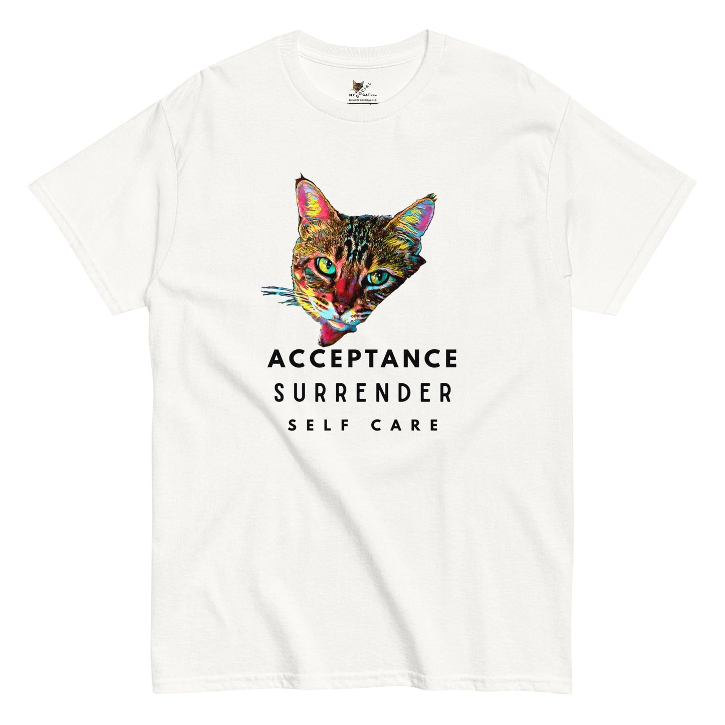 Acceptance Surrender Self Care Unisex Classic Tee - My Social Cat Bonafide Boutique LLCAcceptance Surrender Self Care Unisex Classic TeeT-shirtMy Social Cat Bonafide Boutique LLCWhiteSacceptancecat