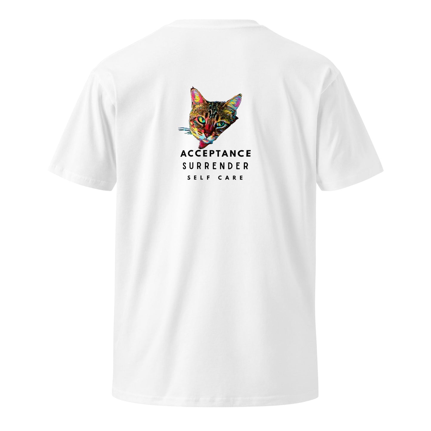 Acceptance Surrender Self Care Unisex Premium Tee - My Social Cat Bonafide Boutique LLCAcceptance Surrender Self Care Unisex Premium TeeT-shirtMy Social Cat Bonafide Boutique LLCWhiteSacceptancecat