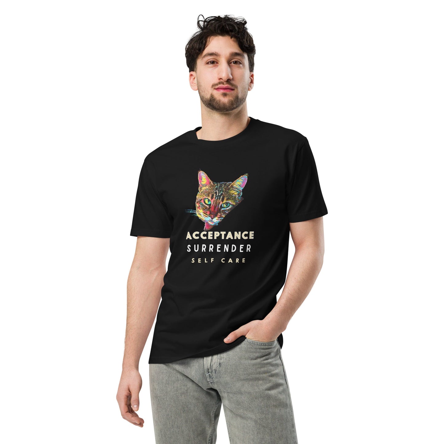 Acceptance Surrender Self Care Unisex Premium Tee - My Social Cat Bonafide Boutique LLCAcceptance Surrender Self Care Unisex Premium TeeT-shirtMy Social Cat Bonafide Boutique LLCSacceptancecat