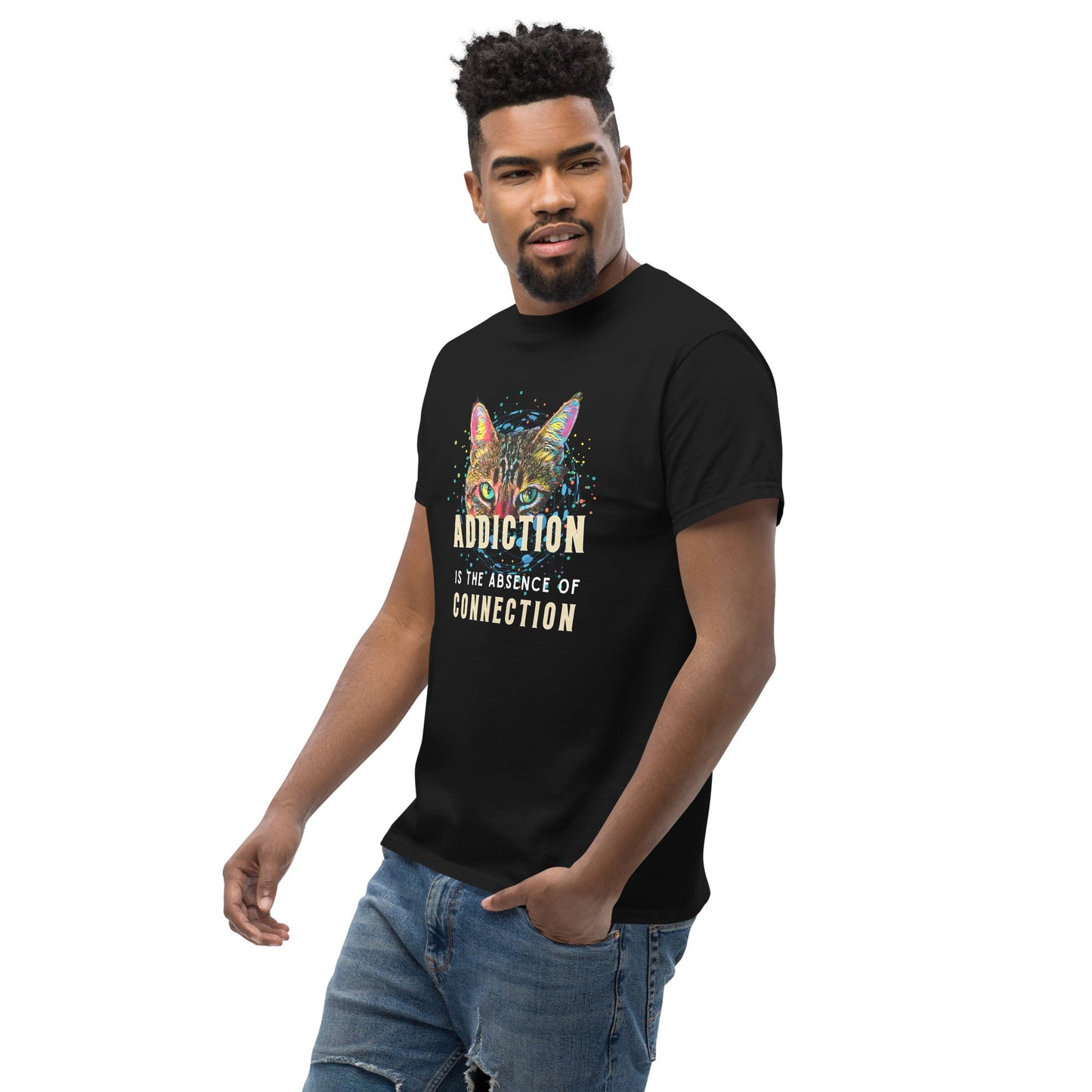 Addiction Is The Absence of Connection Unisex Classic Tee - My Social Cat Bonafide Boutique LLCAddiction Is The Absence of Connection Unisex Classic TeeT-shirtMy Social Cat Bonafide Boutique LLCBlackSaddictioncat