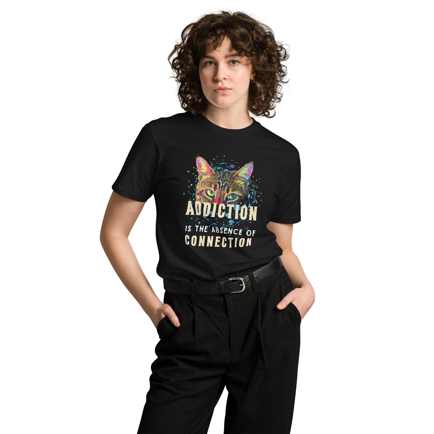 Addiction is the Absence of Connection Unisex Premium Tee - My Social Cat Bonafide Boutique LLCAddiction is the Absence of Connection Unisex Premium TeeT-shirtMy Social Cat Bonafide Boutique LLCBlackSaddictioncat
