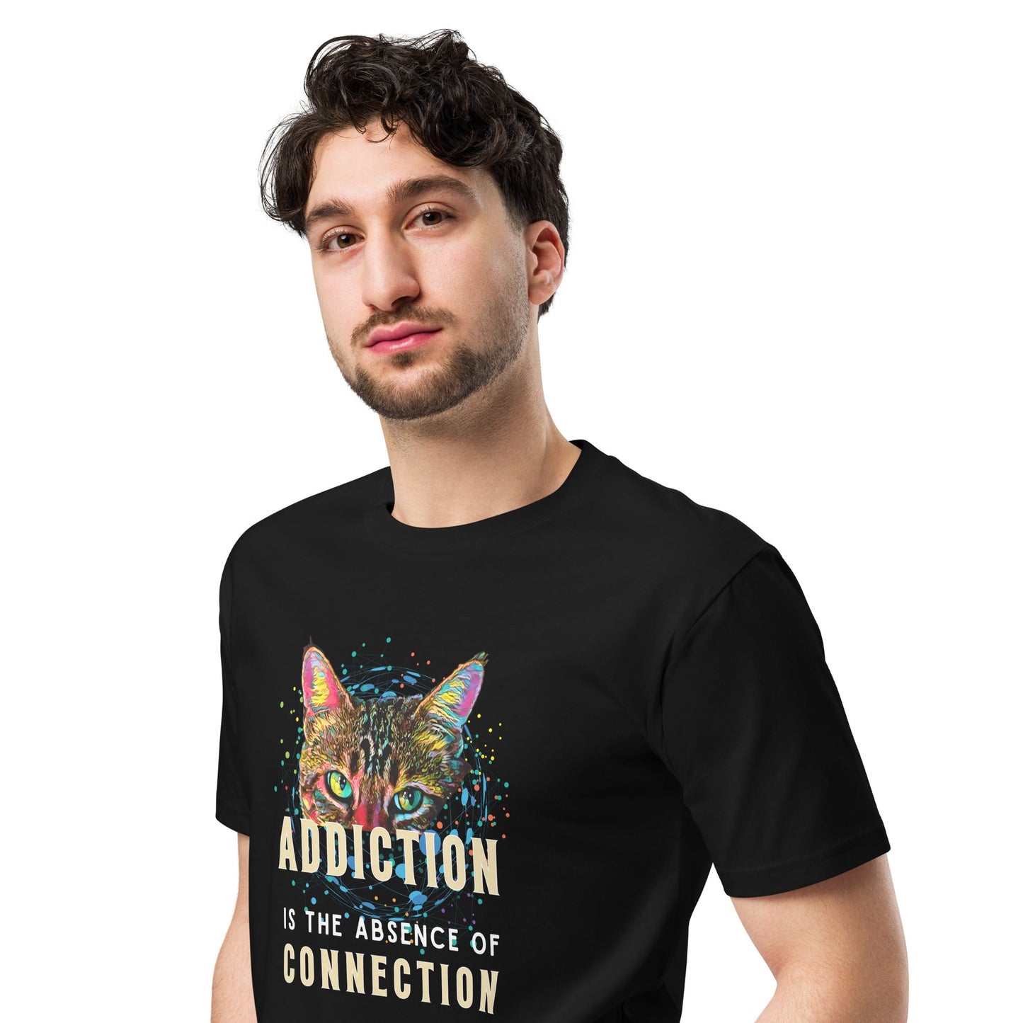 Addiction is the Absence of Connection Unisex Premium Tee - My Social Cat Bonafide Boutique LLCAddiction is the Absence of Connection Unisex Premium TeeT-shirtMy Social Cat Bonafide Boutique LLCBlackSaddictioncat