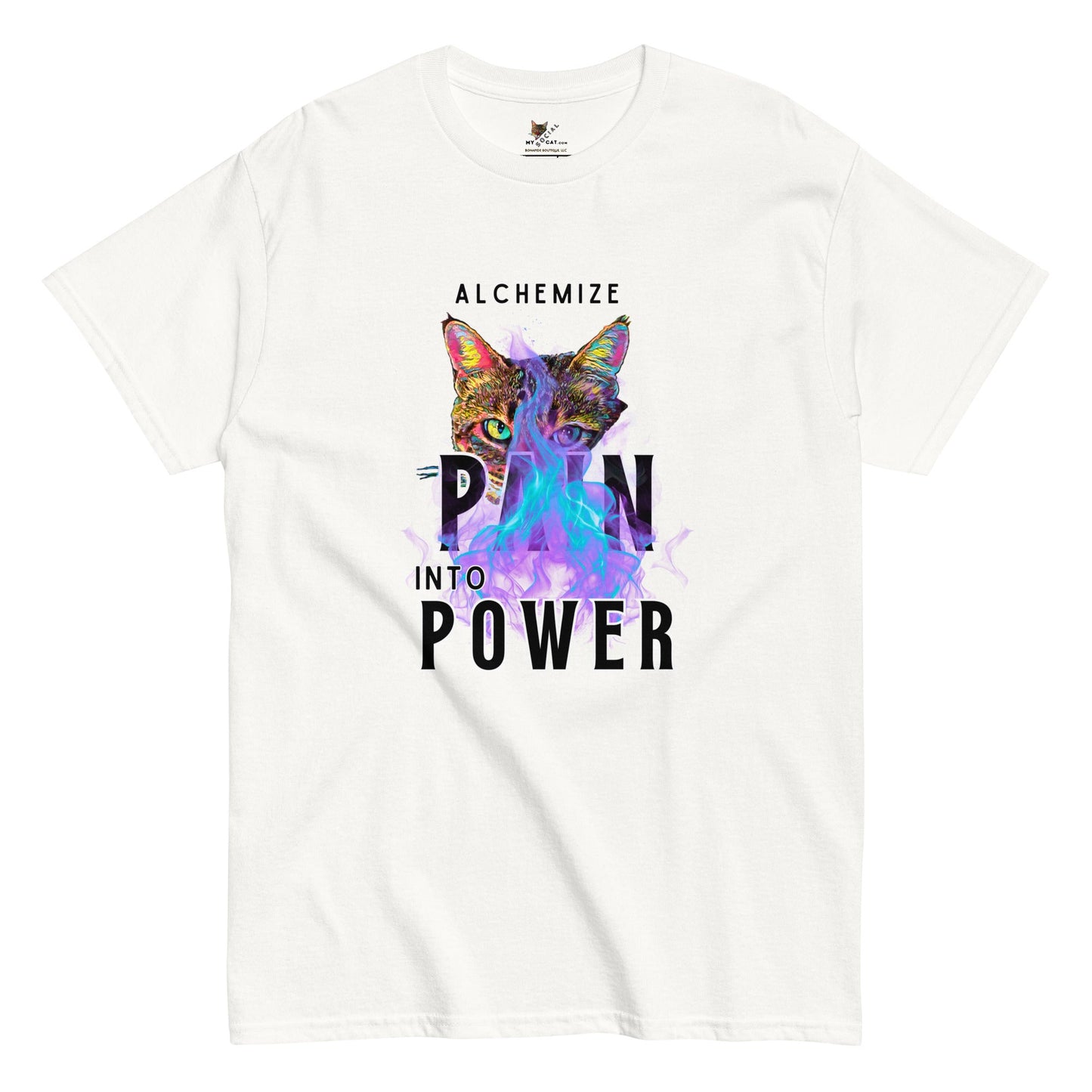 Alchemize Pain Into Power Unisex Classic Tee - My Social Cat Bonafide Boutique LLCAlchemize Pain Into Power Unisex Classic TeeT-shirtMy Social Cat Bonafide Boutique LLCWhiteSalchemizepain