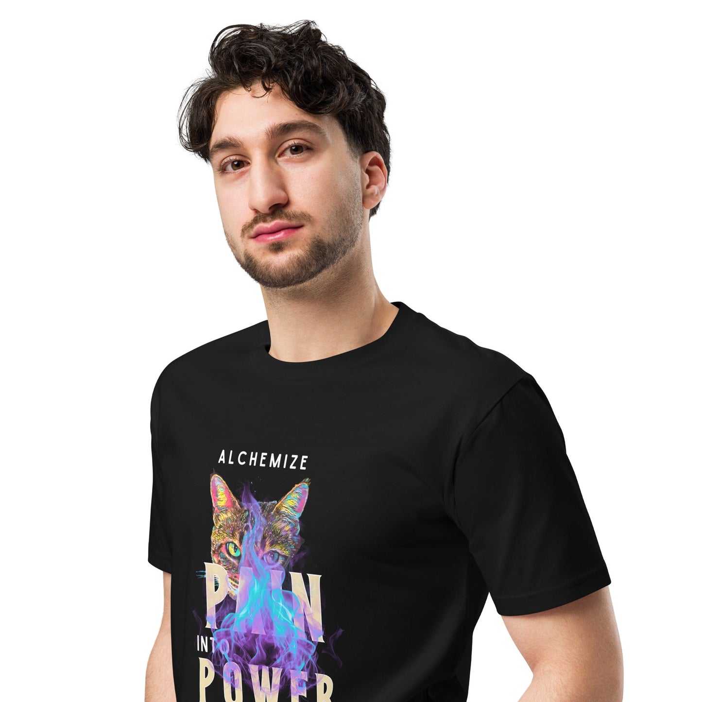 Alchemize Pain Into Power Unisex Premium Tee - My Social Cat Bonafide Boutique LLCAlchemize Pain Into Power Unisex Premium TeeT-shirtMy Social Cat Bonafide Boutique LLCBlackMalchemizepain