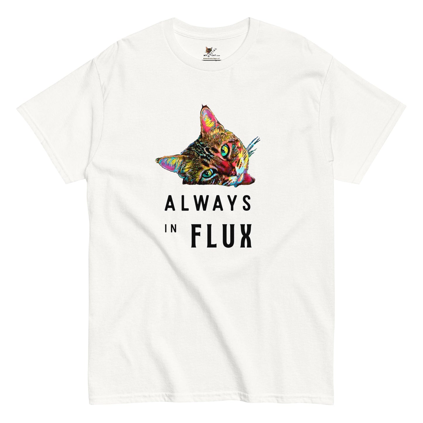 Always in Flux Unisex Classic Tee - My Social Cat Bonafide Boutique LLCAlways in Flux Unisex Classic TeeT-shirtMy Social Cat Bonafide Boutique LLCWhiteScatflux