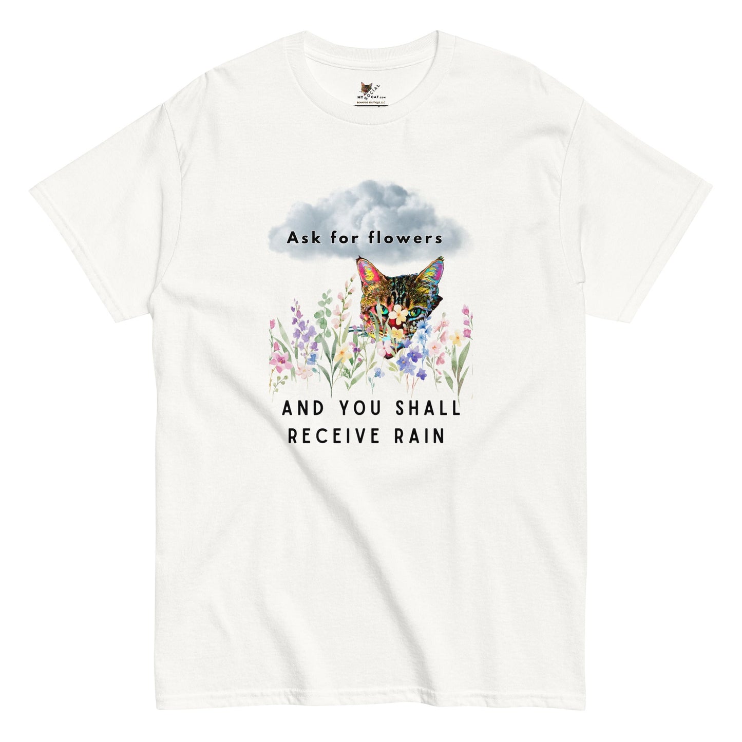 Ask For Flowers Unisex Classic Tee - My Social Cat Bonafide Boutique LLCAsk For Flowers Unisex Classic TeeT-shirtMy Social Cat Bonafide Boutique LLCWhiteSaskflowers