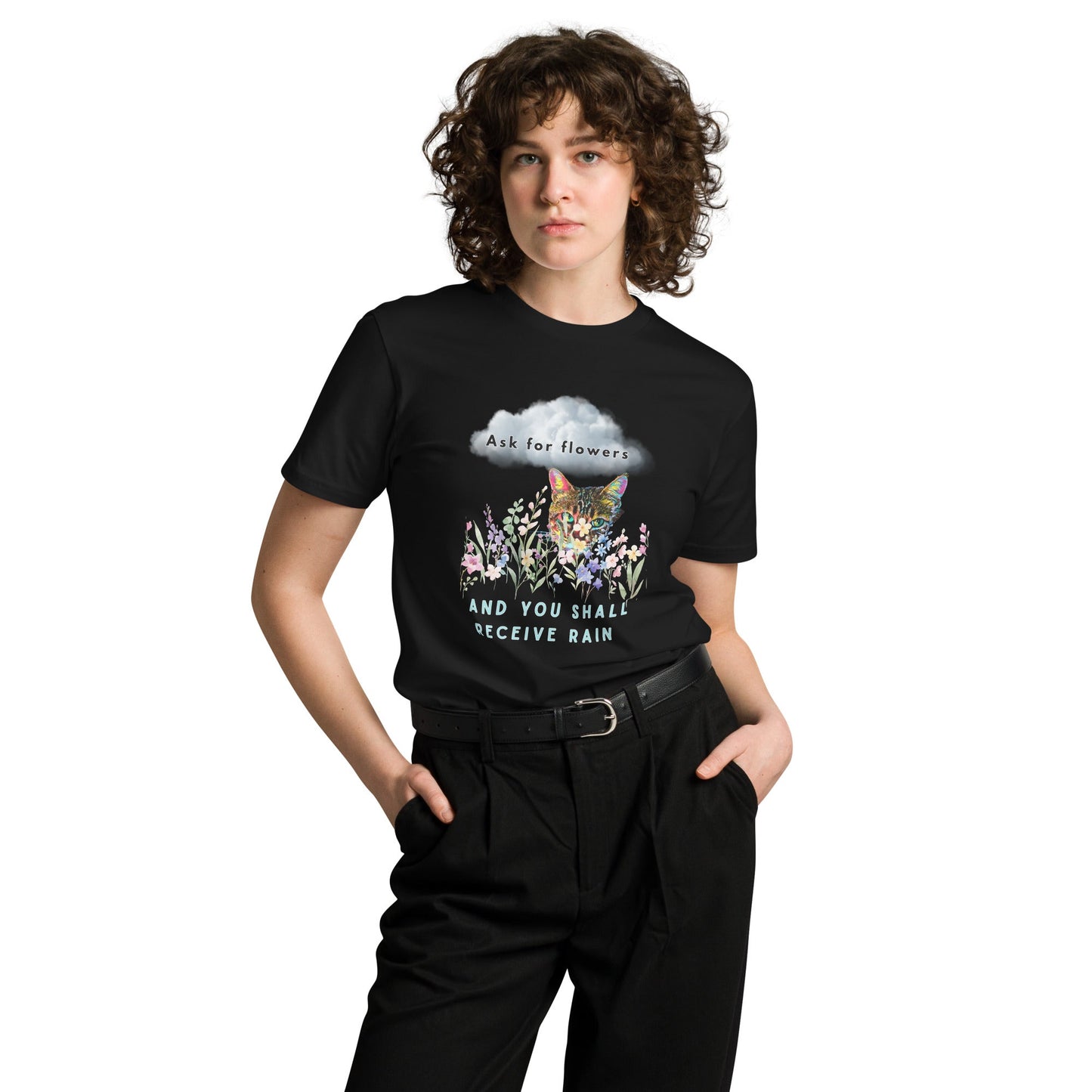 Ask For Flowers Unisex Premium Tee - My Social Cat Bonafide Boutique LLCAsk For Flowers Unisex Premium TeeT-shirtMy Social Cat Bonafide Boutique LLCBlackMaskflowers