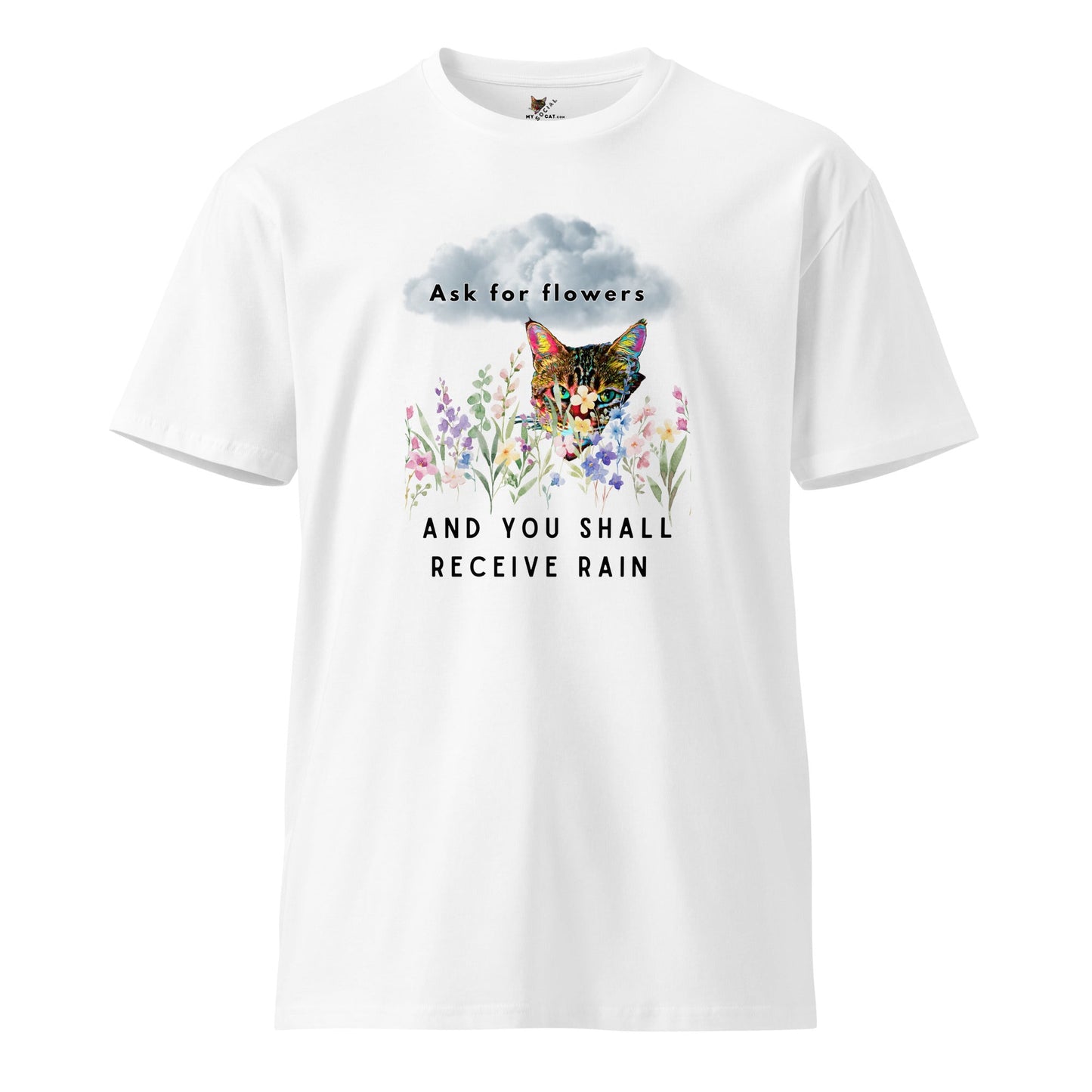 Ask For Flowers Unisex Premium Tee - My Social Cat Bonafide Boutique LLCAsk For Flowers Unisex Premium TeeT-shirtMy Social Cat Bonafide Boutique LLCWhiteSaskflowers