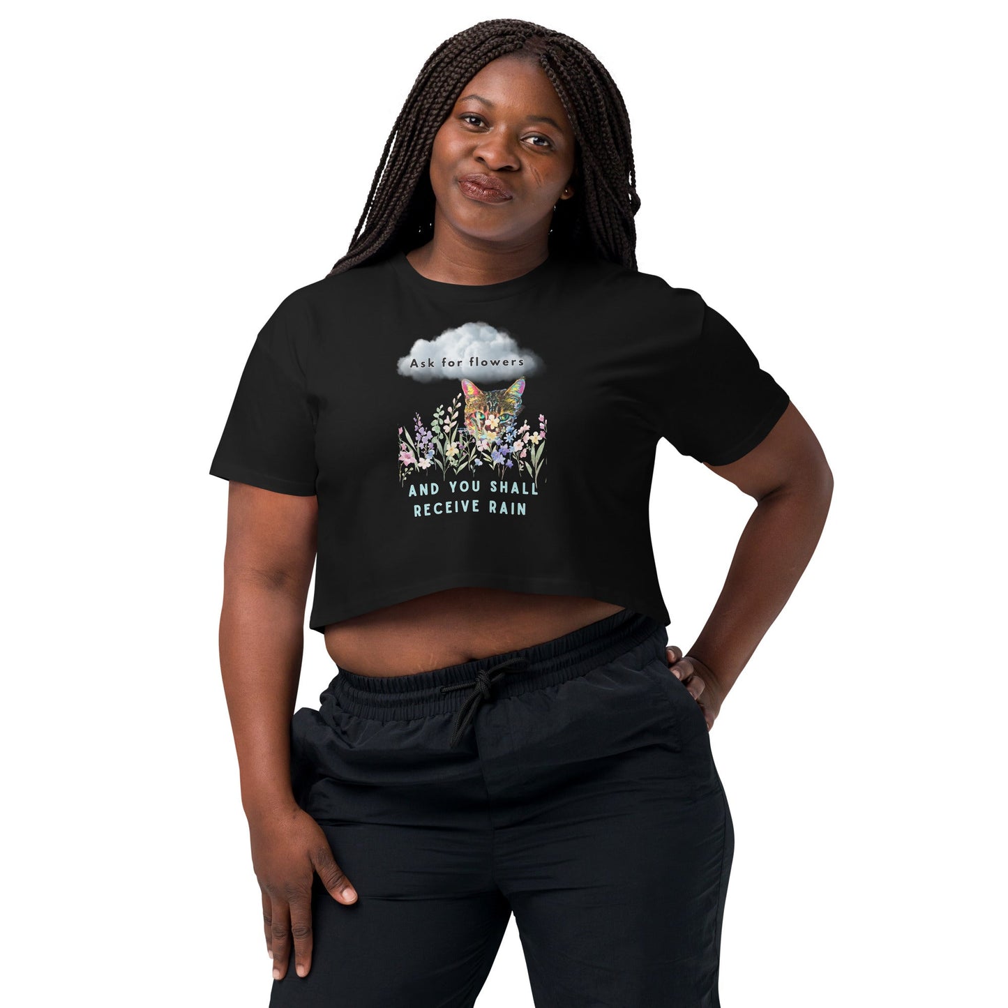 Ask For Flowers Women’s Crop Top - My Social Cat Bonafide Boutique LLCAsk For Flowers Women’s Crop Topcrop topMy Social Cat Bonafide Boutique LLCBlackSaskcrop