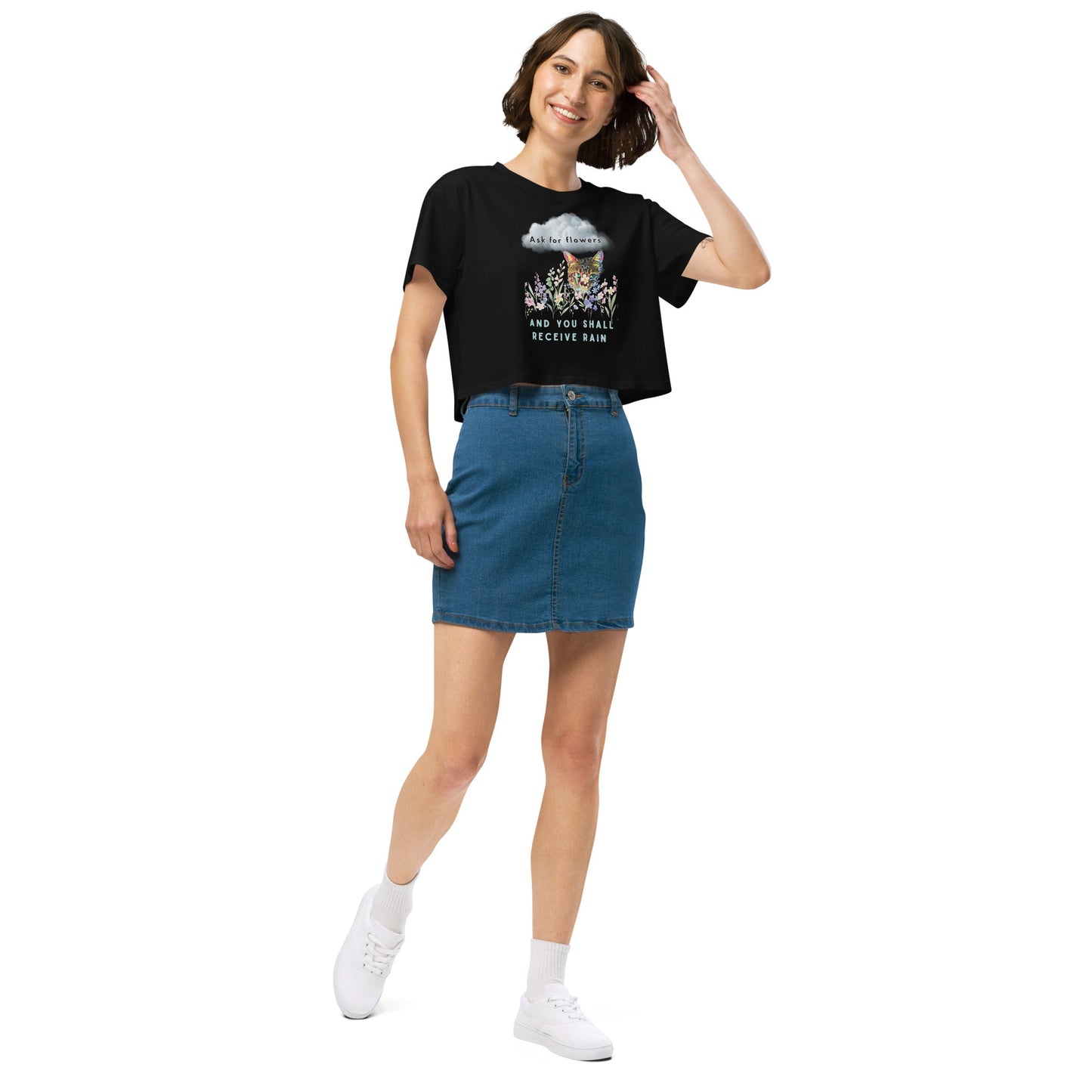 Ask For Flowers Women’s Crop Top - My Social Cat Bonafide Boutique LLCAsk For Flowers Women’s Crop Topcrop topMy Social Cat Bonafide Boutique LLCBlackSaskcrop