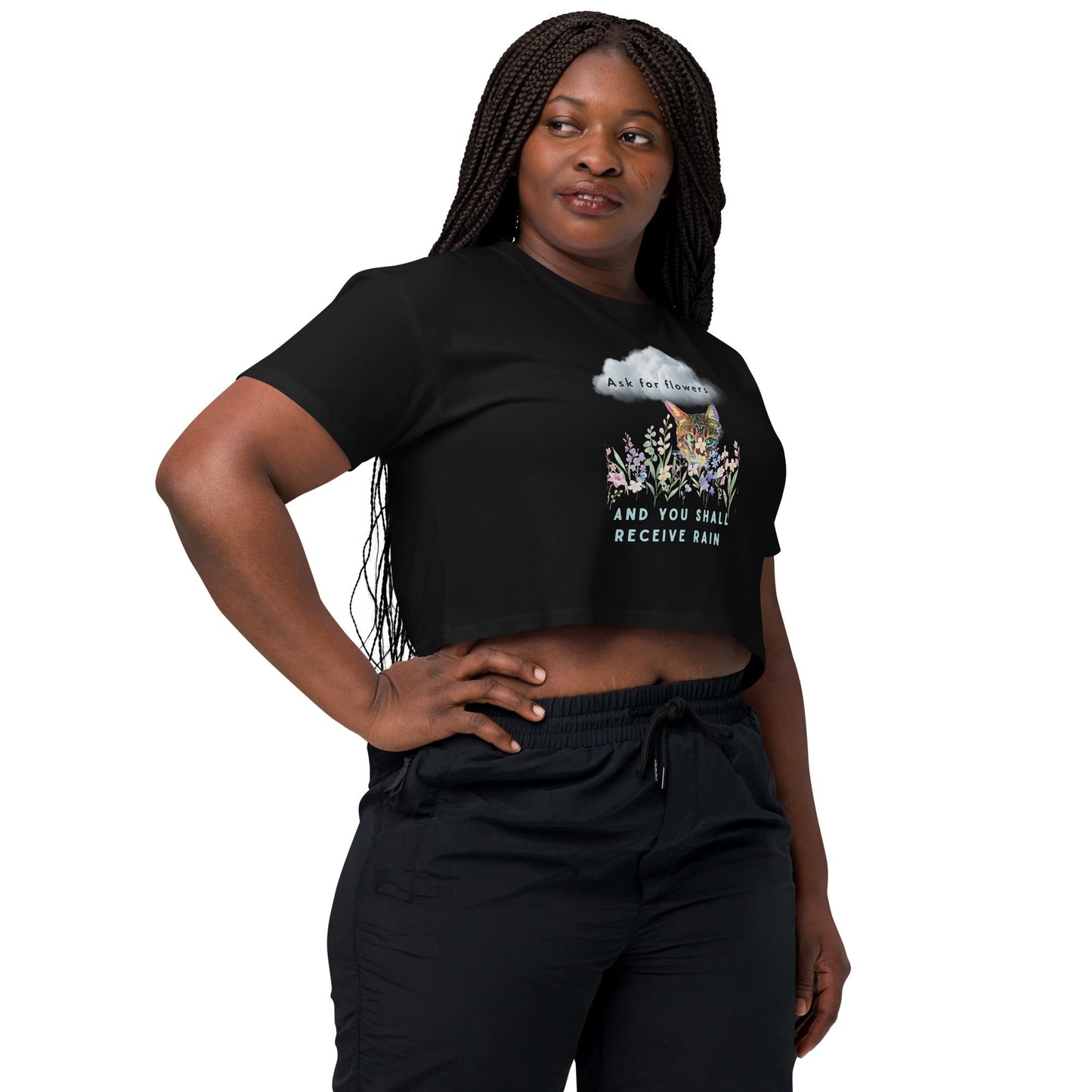 Ask For Flowers Women’s Crop Top - My Social Cat Bonafide Boutique LLCAsk For Flowers Women’s Crop Topcrop topMy Social Cat Bonafide Boutique LLCBlackSaskcrop