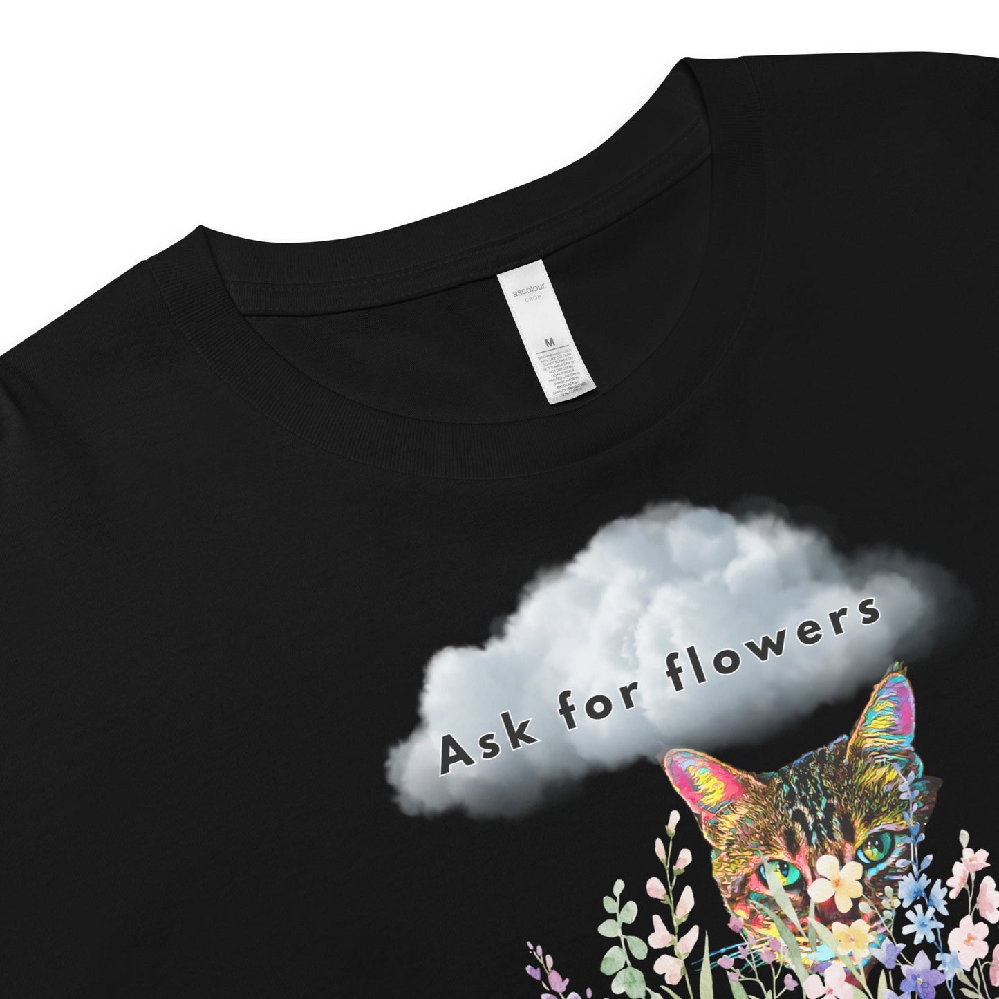 Ask For Flowers Women’s Crop Top - My Social Cat Bonafide Boutique LLCAsk For Flowers Women’s Crop Topcrop topMy Social Cat Bonafide Boutique LLCBlackSaskcrop