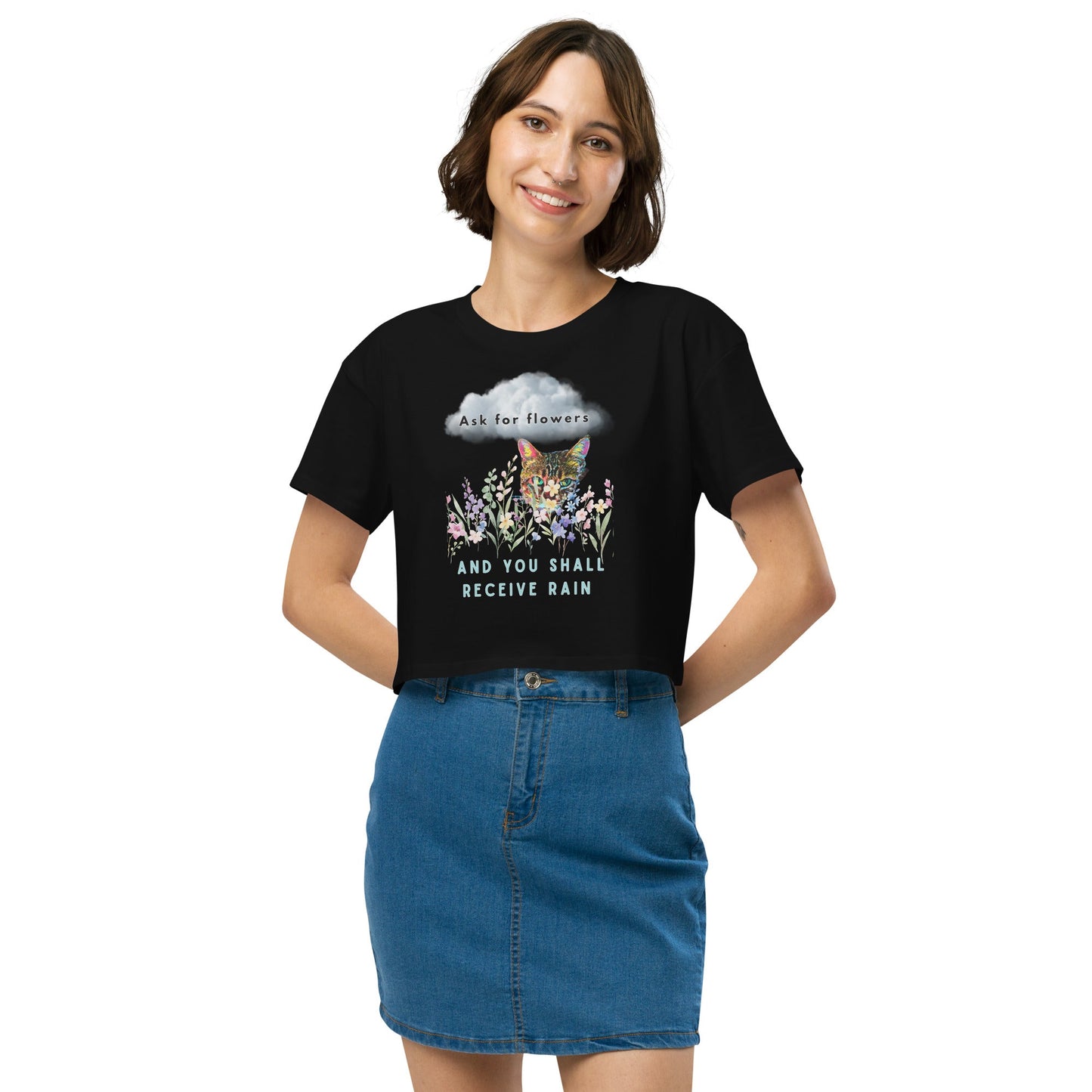 Ask For Flowers Women’s Crop Top - My Social Cat Bonafide Boutique LLCAsk For Flowers Women’s Crop Topcrop topMy Social Cat Bonafide Boutique LLCBlackSaskcrop