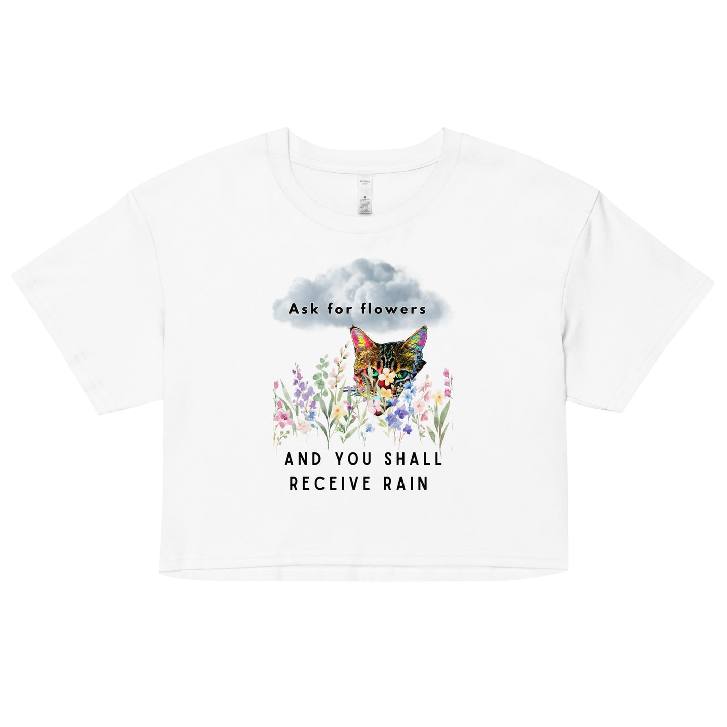 Ask For Flowers Women’s Crop Top - My Social Cat Bonafide Boutique LLCAsk For Flowers Women’s Crop Topcrop topMy Social Cat Bonafide Boutique LLCWhiteXSaskcrop