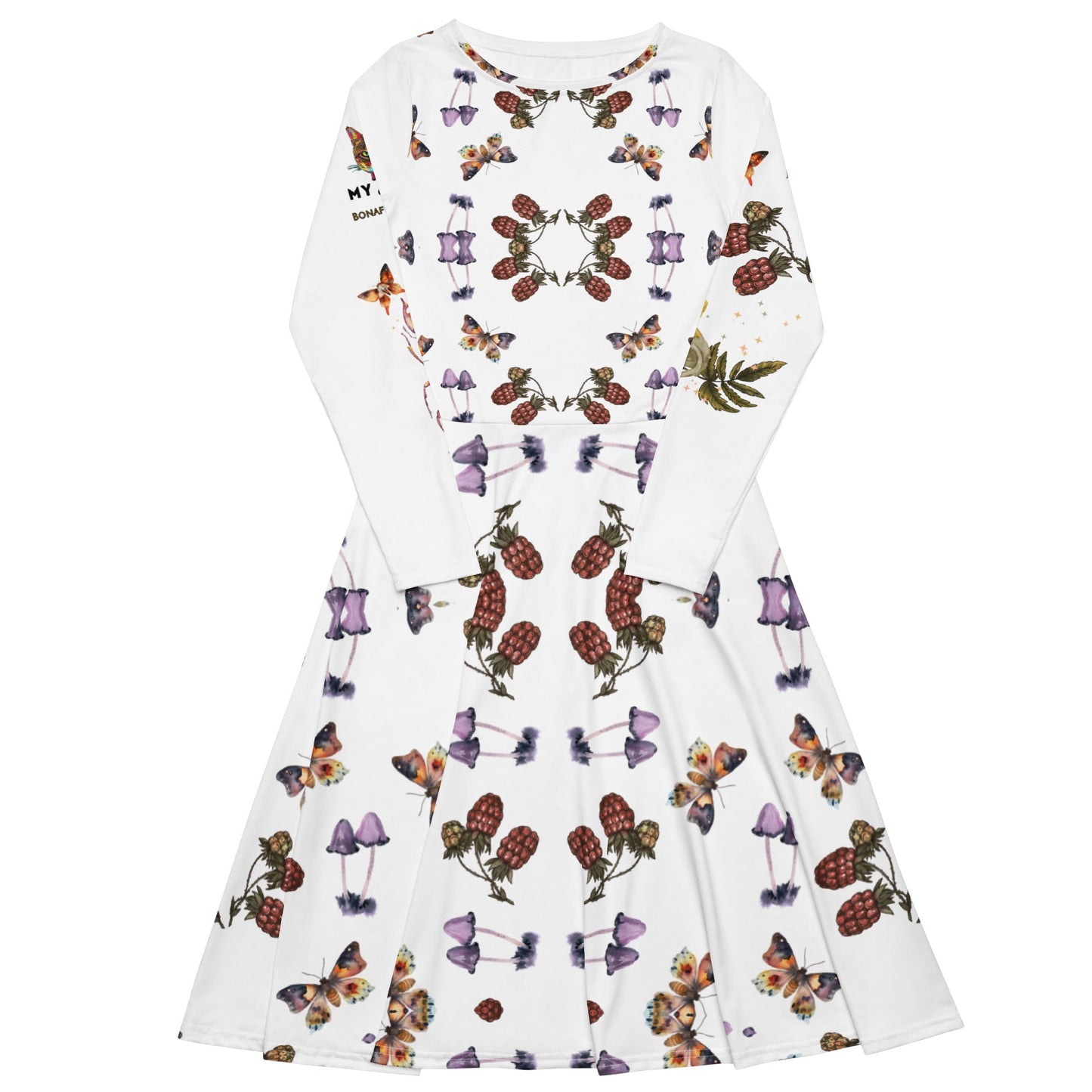 Berries All - Over Print Long Sleeve midi Dress - My Social Cat Bonafide Boutique LLCBerries All - Over Print Long Sleeve midi DressDressMy Social Cat Bonafide Boutique LLC2XSallbeetle