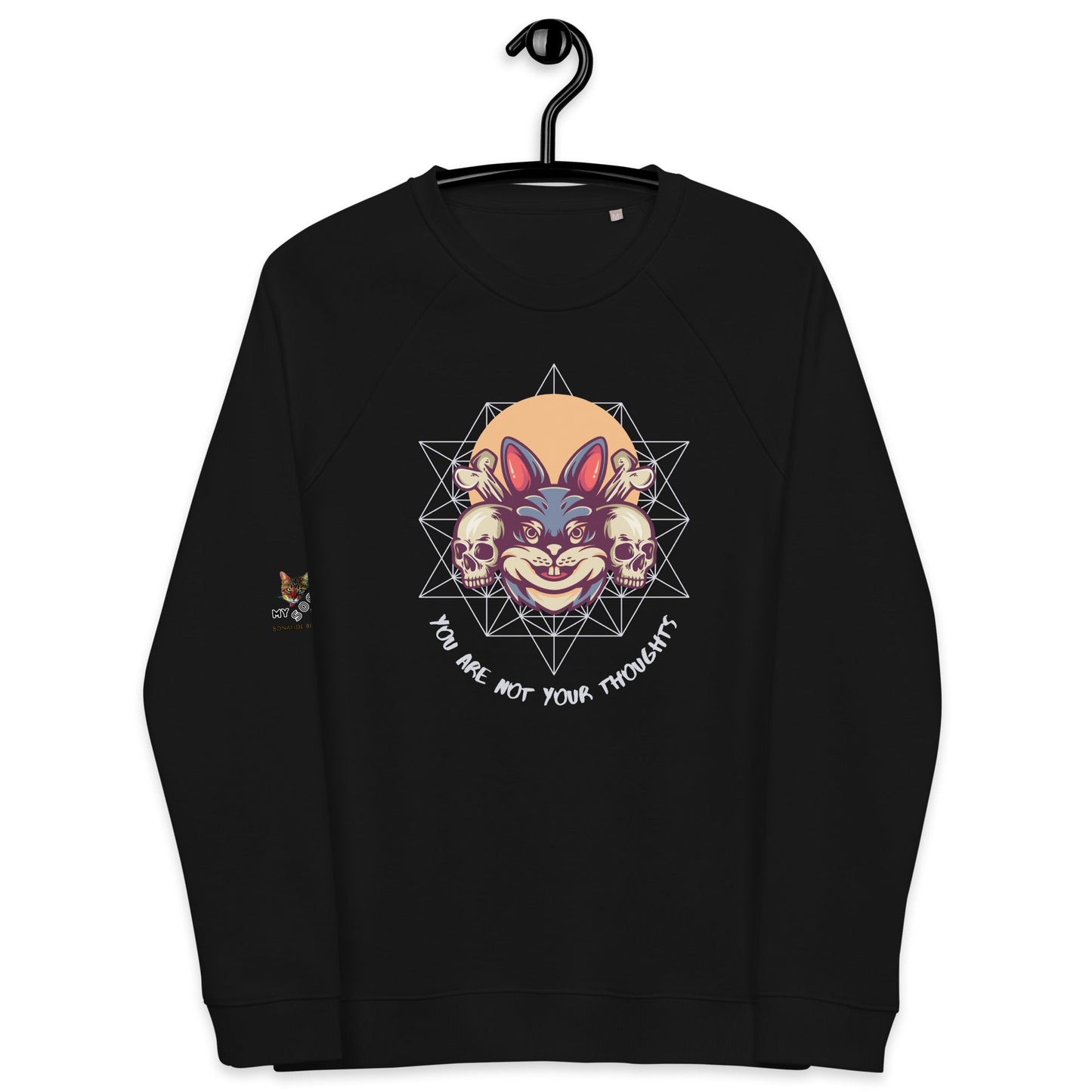 Bunny Thoughts Plush Organic Sweatshirt - My Social Cat Bonafide Boutique LLCBunny Thoughts Plush Organic SweatshirtSweatshirtMy Social Cat Bonafide Boutique LLCBlackXSbunnyplush