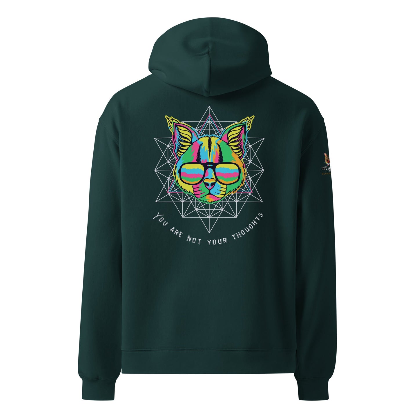 Cat Thoughts Unisex Oversized Hoodie - My Social Cat Bonafide Boutique LLCCat Thoughts Unisex Oversized HoodieHooded sweatshirtMy Social Cat Bonafide Boutique LLCPine GreenScathoodie