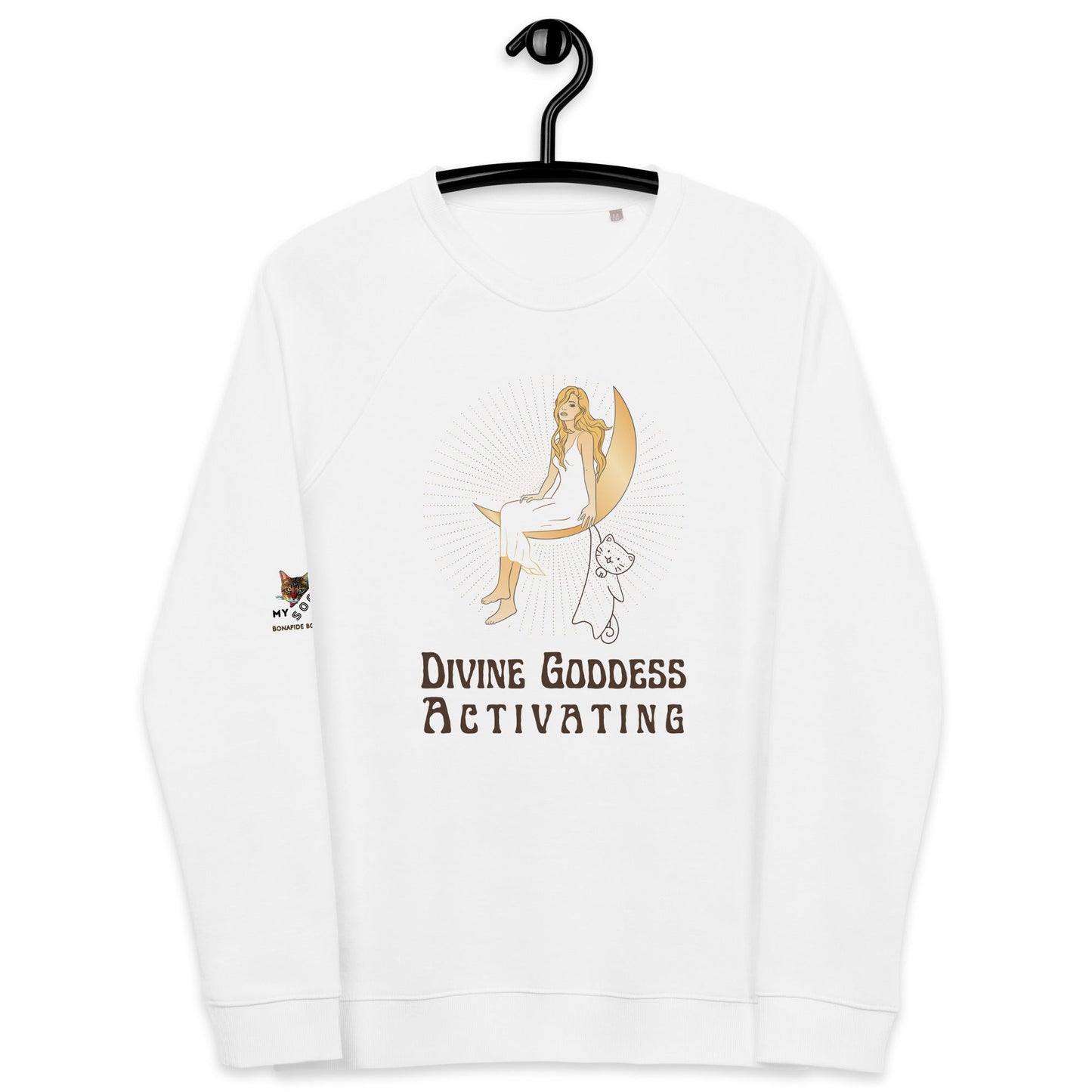 Divine Goddess Organic Plush Sweatshirt - My Social Cat Bonafide Boutique LLCDivine Goddess Organic Plush SweatshirtSweatshirtMy Social Cat Bonafide Boutique LLCWhiteXSdivinegoddess