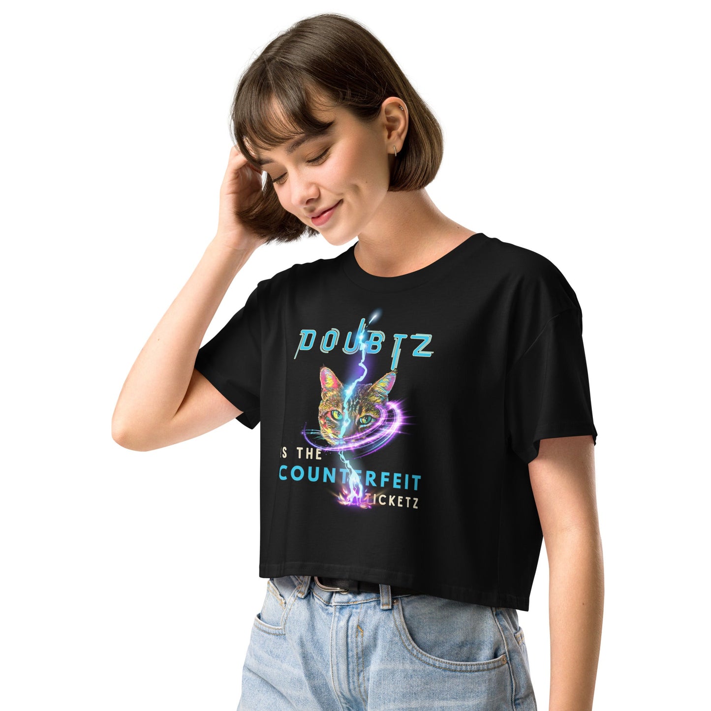 Doubtz is the Counterfeit Ticketz Women’s Crop Top - My Social Cat Bonafide Boutique LLCDoubtz is the Counterfeit Ticketz Women’s Crop Topcrop topMy Social Cat Bonafide Boutique LLCBlackScounterfeitcrop