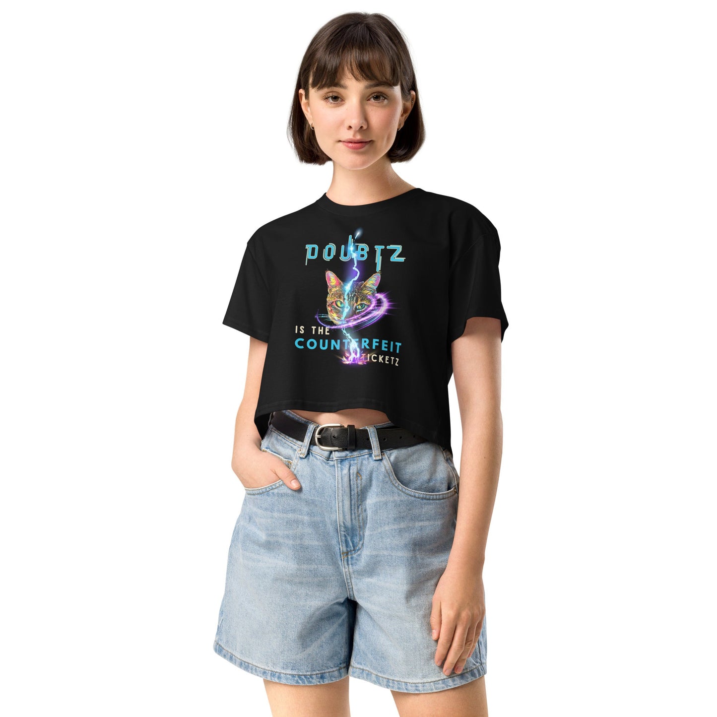 Doubtz is the Counterfeit Ticketz Women’s Crop Top - My Social Cat Bonafide Boutique LLCDoubtz is the Counterfeit Ticketz Women’s Crop Topcrop topMy Social Cat Bonafide Boutique LLCBlackScounterfeitcrop