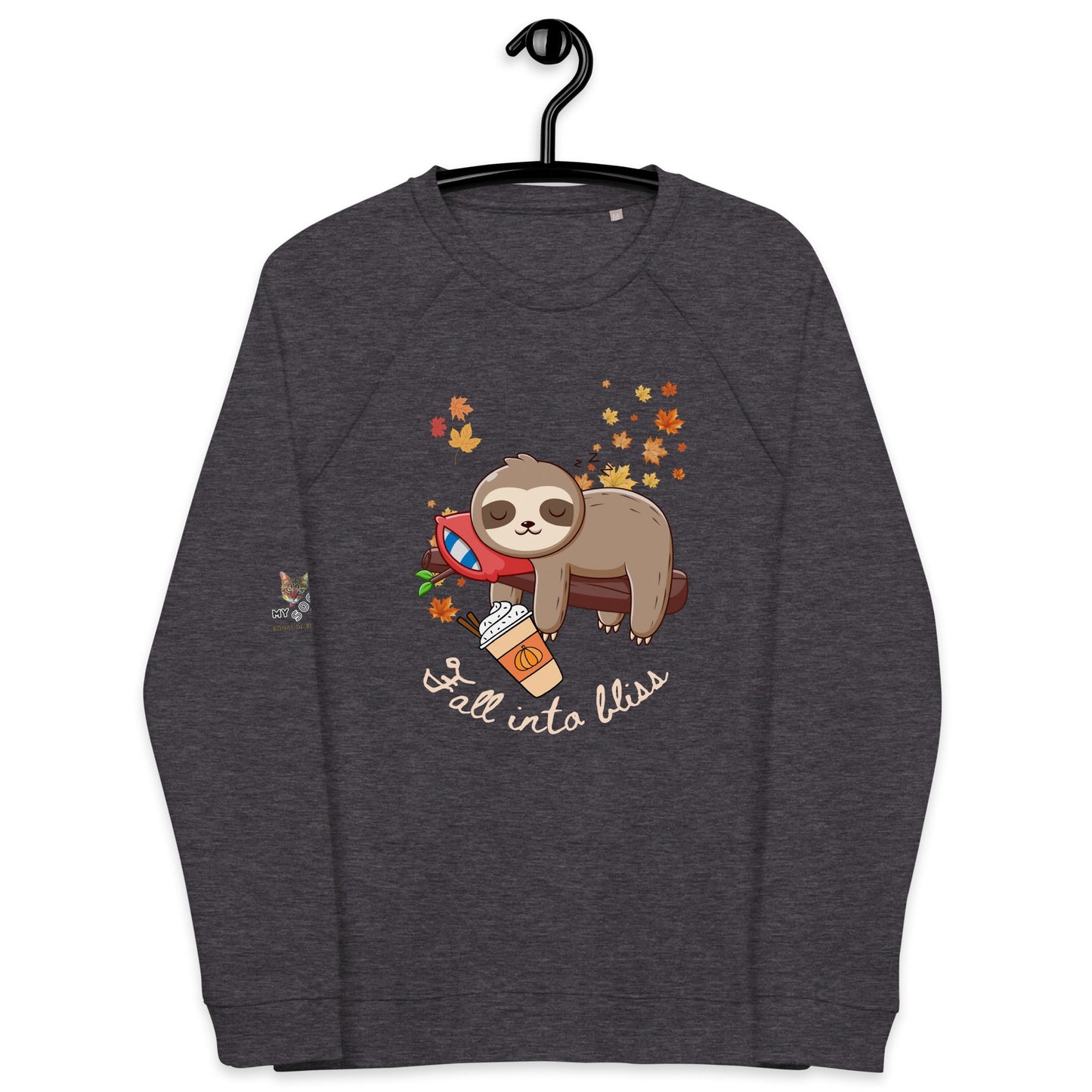 Fall Into Bliss Unisex Plush Organic Sweatshirt - My Social Cat Bonafide Boutique LLCFall Into Bliss Unisex Plush Organic SweatshirtMy Social Cat Bonafide Boutique LLCCharcoal MelangeXSblissmens