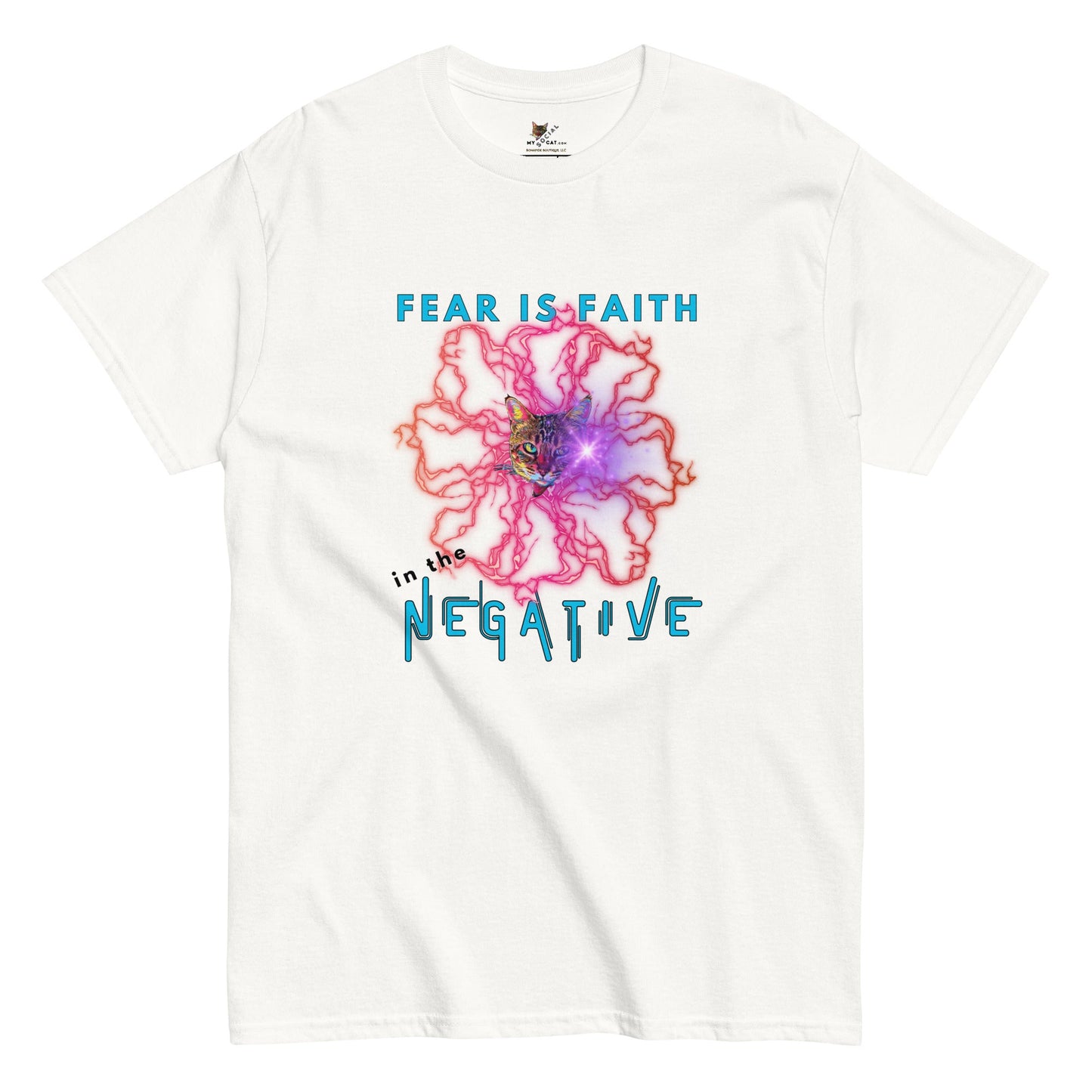 Fear is Faith in the Negative Unisex Classic Tee - My Social Cat Bonafide Boutique LLCFear is Faith in the Negative Unisex Classic TeeT-shirtMy Social Cat Bonafide Boutique LLCWhiteSclassicfaith