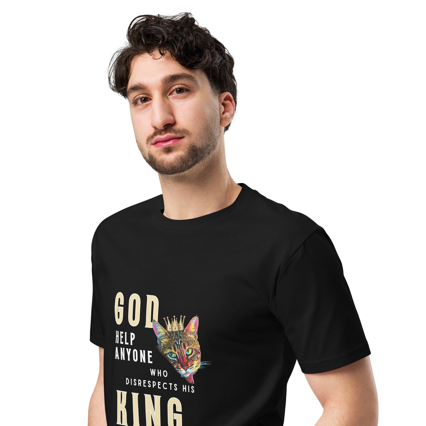 God Help Anyone Who Disrespects His King Unisex Premium Tee - My Social Cat Bonafide Boutique LLCGod Help Anyone Who Disrespects His King Unisex Premium TeeT-shirtMy Social Cat Bonafide Boutique LLCBlackScatgod