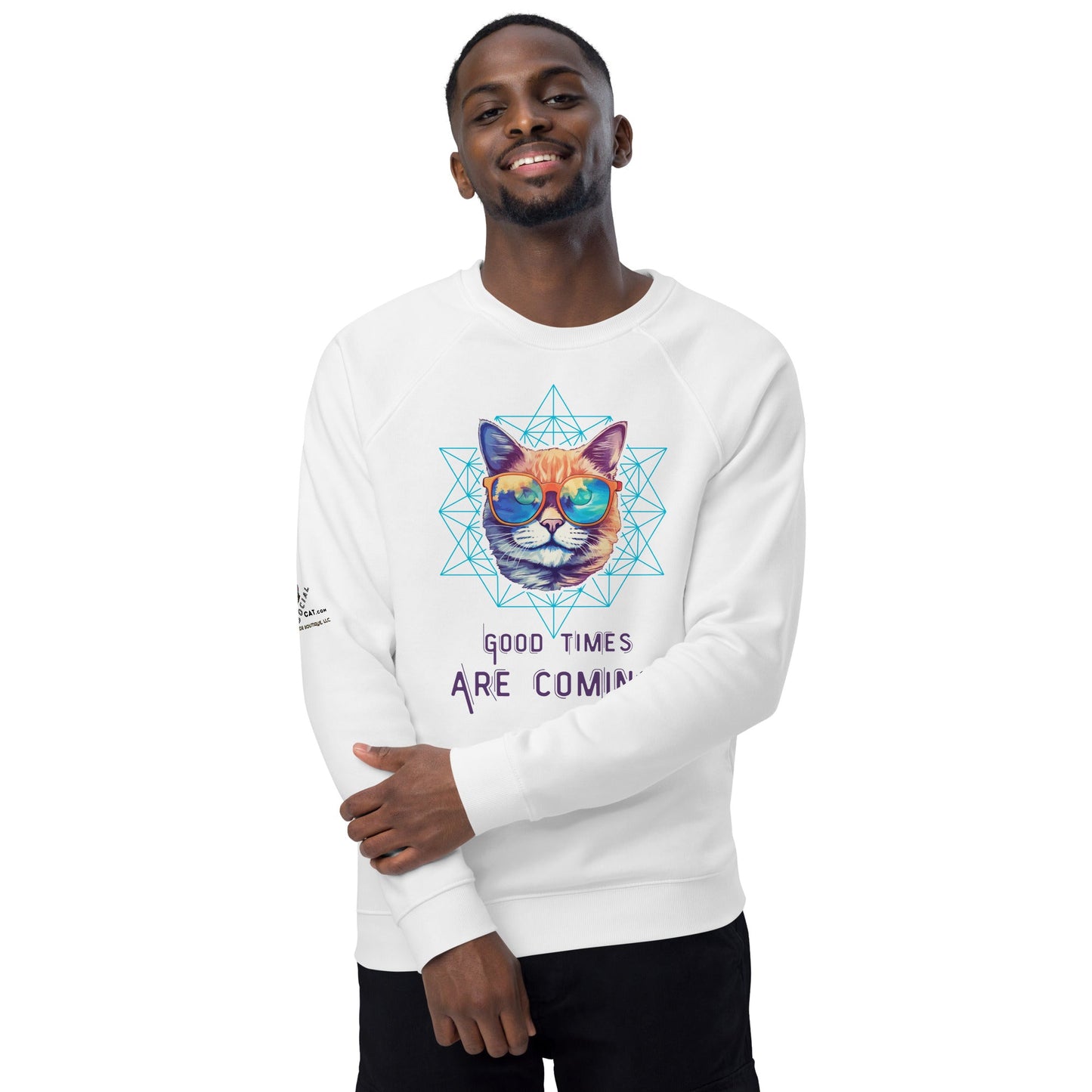 Good Times are Coming Plush Organic Sweatshirt - My Social Cat Bonafide Boutique LLCGood Times are Coming Plush Organic SweatshirtSweatshirtMy Social Cat Bonafide Boutique LLCWhiteXScominggood