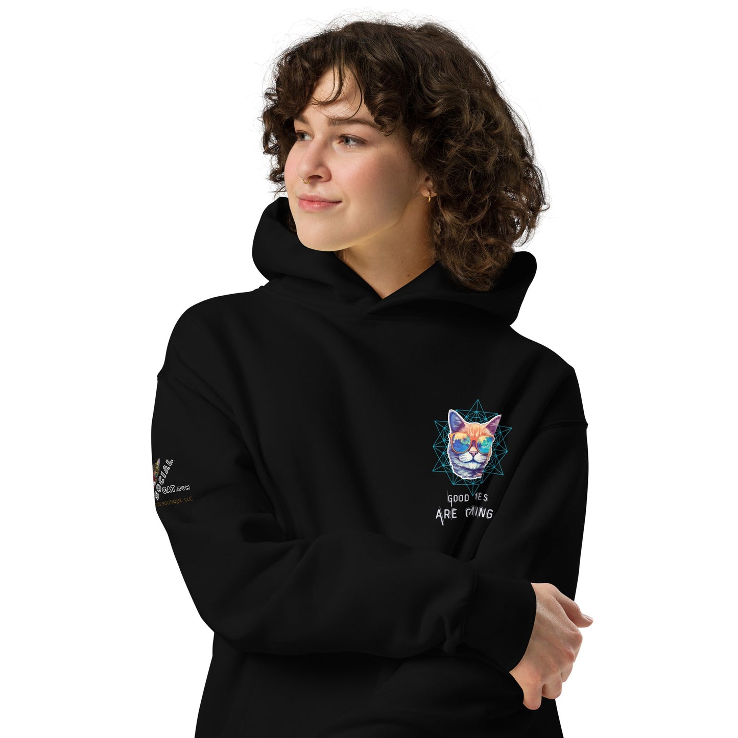 Good Times are Coming Unisex Plush Hoodie - My Social Cat Bonafide Boutique LLCGood Times are Coming Unisex Plush HoodieHooded sweatshirtMy Social Cat Bonafide Boutique LLCBlackScominggood