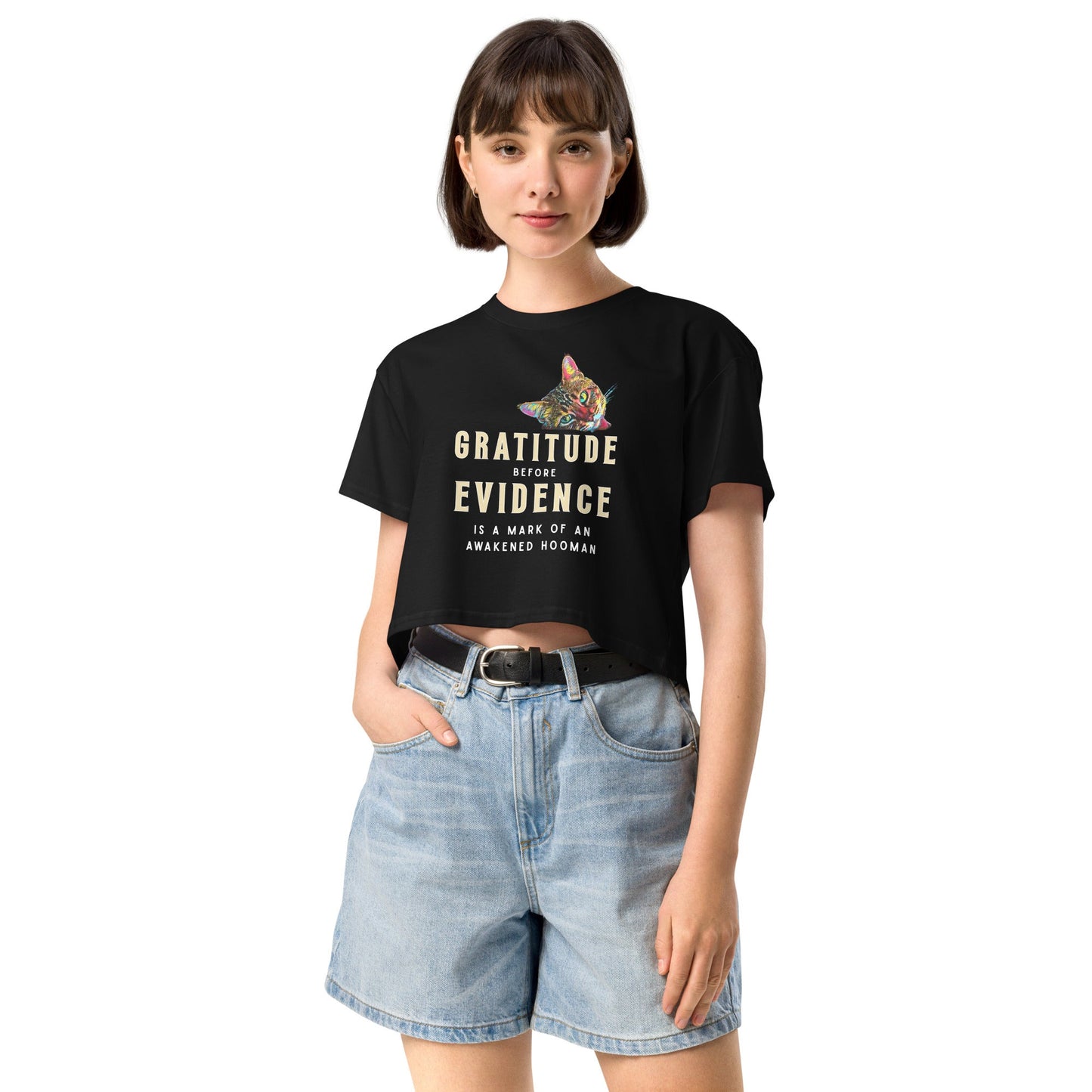 Gratitude before Evidence Women’s Crop Top - My Social Cat Bonafide Boutique LLCGratitude before Evidence Women’s Crop Topcrop topMy Social Cat Bonafide Boutique LLCBlackXScatevidence