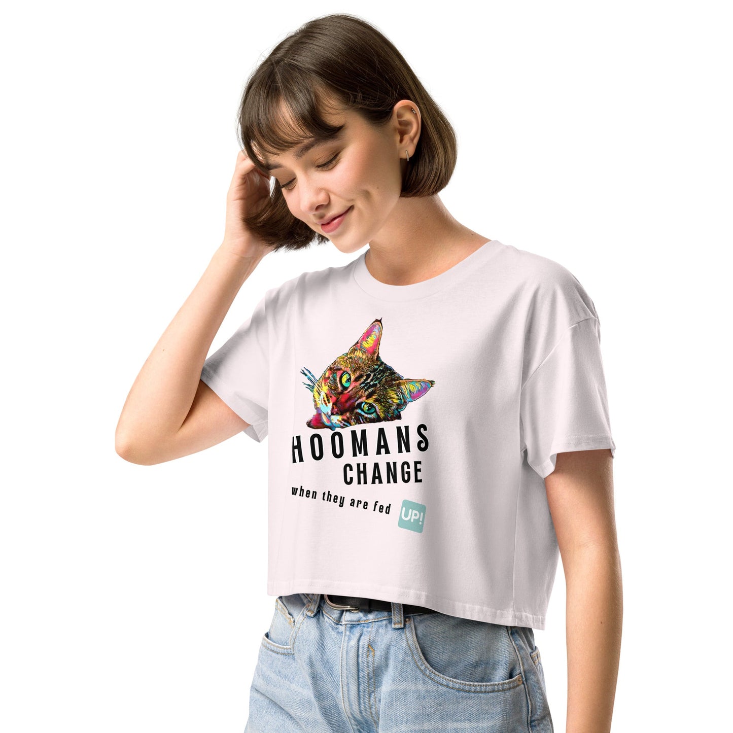 Hoomans Change Women’s Crop Top - My Social Cat Bonafide Boutique LLCHoomans Change Women’s Crop Topcrop topMy Social Cat Bonafide Boutique LLCWhiteXScatchange
