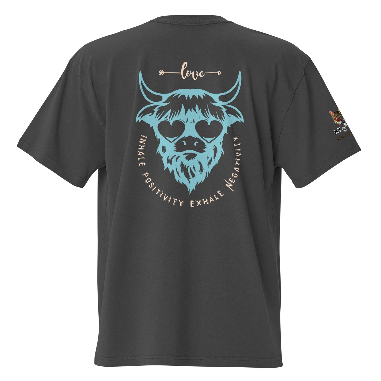 Inhale Positivity Oversized Faded Carded Cotton Tee - My Social Cat Bonafide Boutique LLC