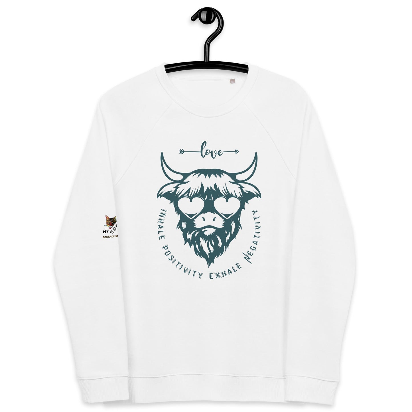 Inhale Positivity Plush Organic Sweatshirt - My Social Cat Bonafide Boutique LLCInhale Positivity Plush Organic SweatshirtSweatshirtMy Social Cat Bonafide Boutique LLCWhiteXSinhaleplush