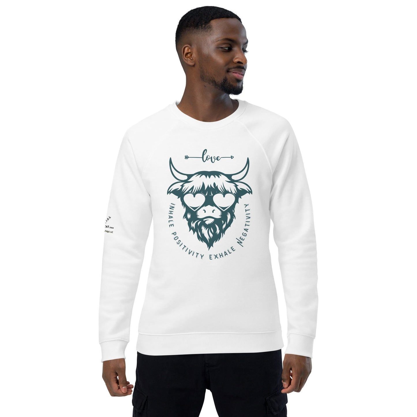 Inhale Positivity Plush Organic Sweatshirt - My Social Cat Bonafide Boutique LLCInhale Positivity Plush Organic SweatshirtSweatshirtMy Social Cat Bonafide Boutique LLCWhiteXSinhaleplush