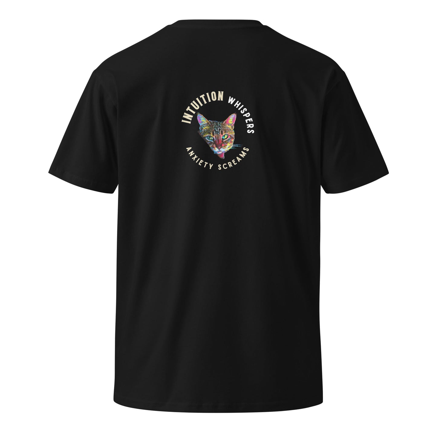 Intuition Whispers Anxiety Screams Unisex Premium Tee - My Social Cat Bonafide Boutique LLCIntuition Whispers Anxiety Screams Unisex Premium TeeT-shirtMy Social Cat Bonafide Boutique LLCBlackSanxietycat