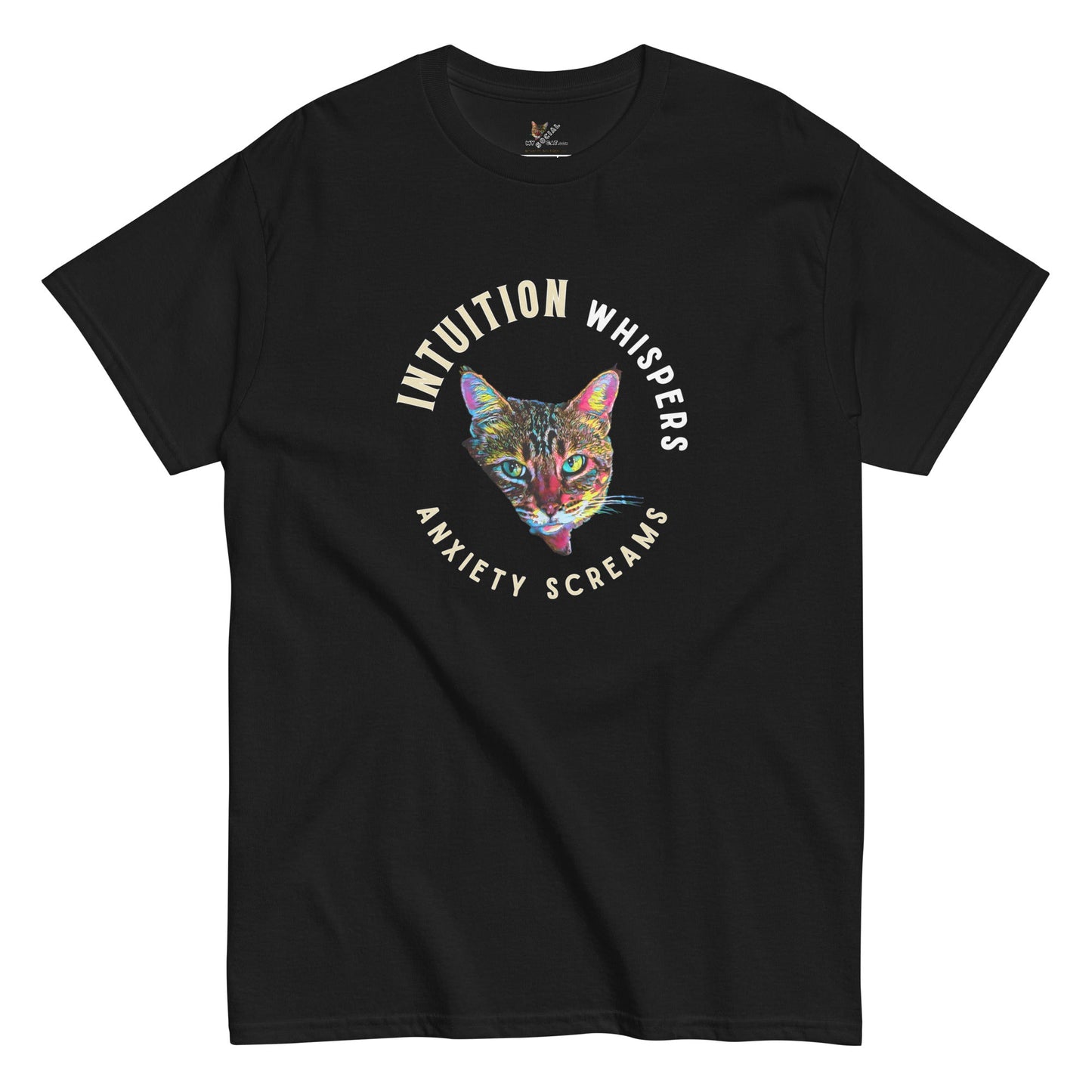 Intuition Whispers Unisex Classic Tee - My Social Cat Bonafide Boutique LLCIntuition Whispers Unisex Classic TeeT-shirtMy Social Cat Bonafide Boutique LLCBlackSanxietycat